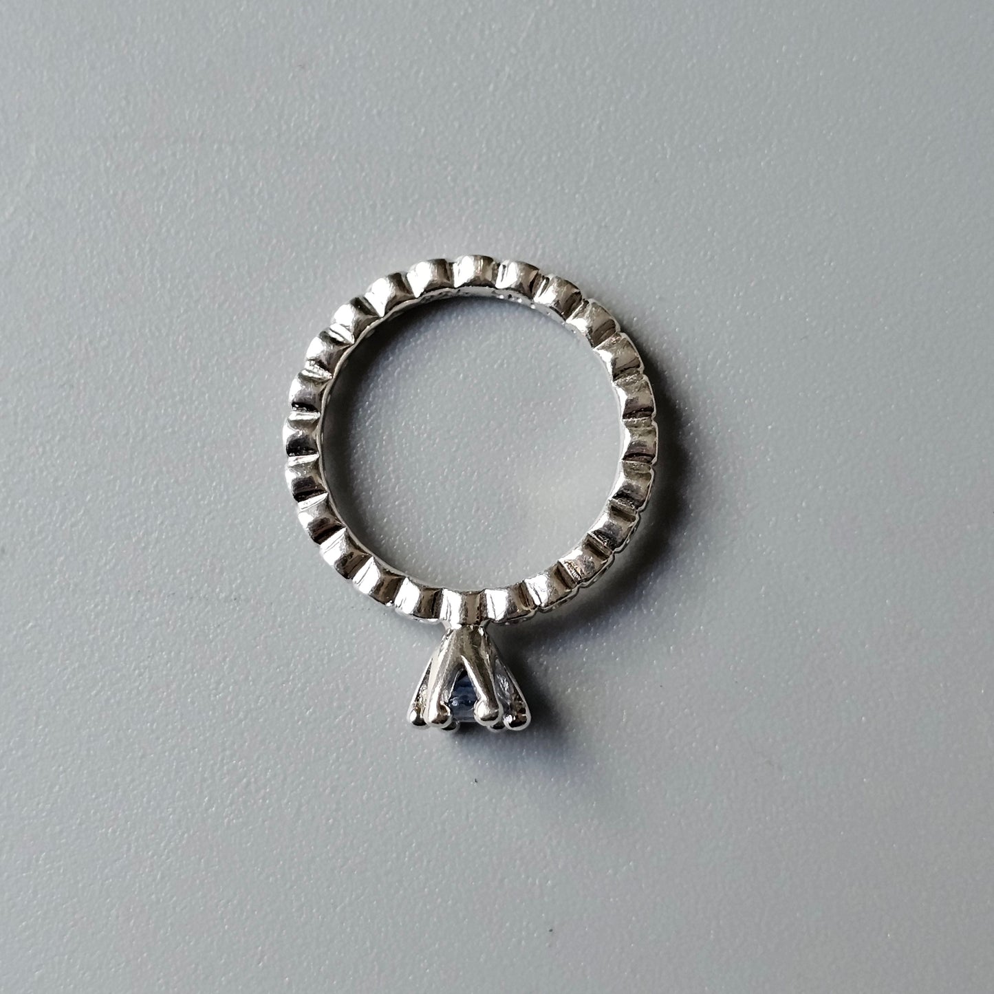 Spinning Danish 925 Sterling Silver Blue Crystal Stacking Ring SPJ Hans Henrik Nygaard