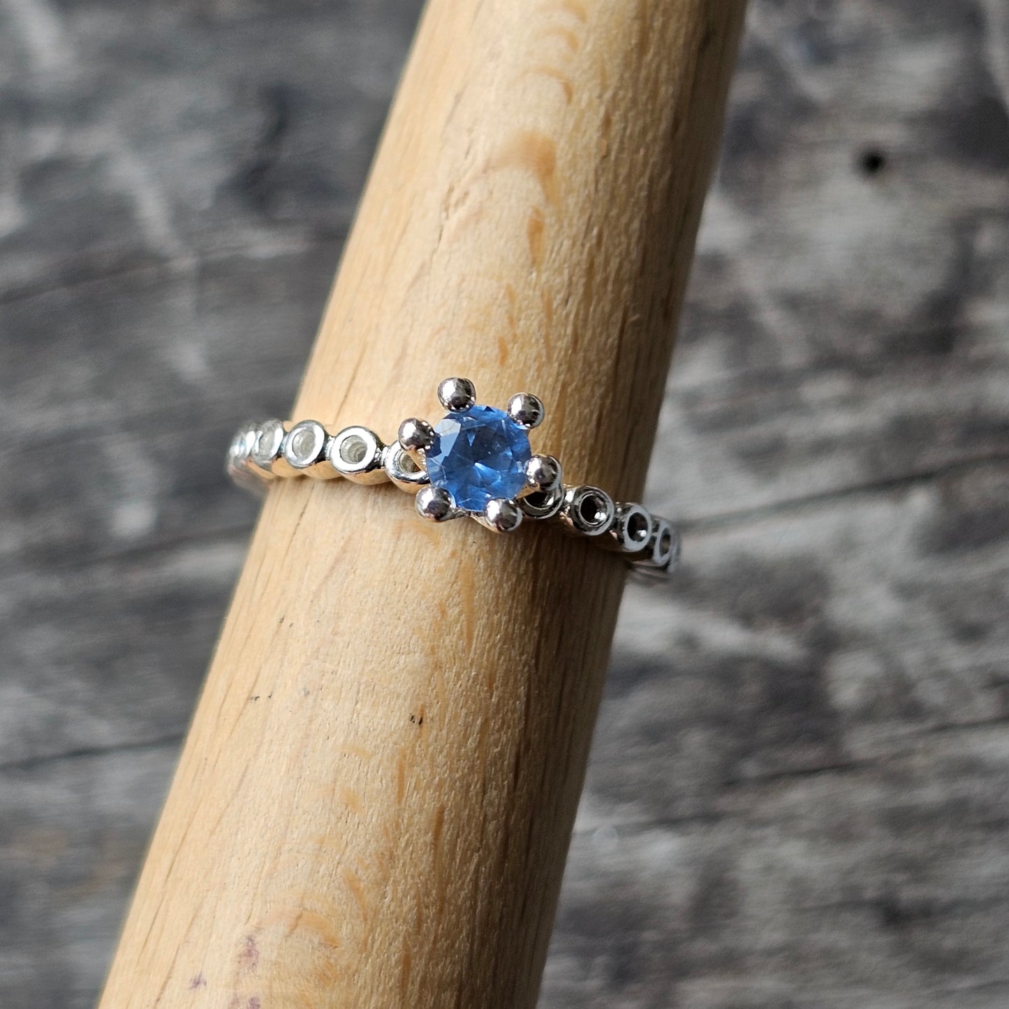 Spinning Danish 925 Sterling Silver Blue Crystal Stacking Ring SPJ Hans Henrik Nygaard