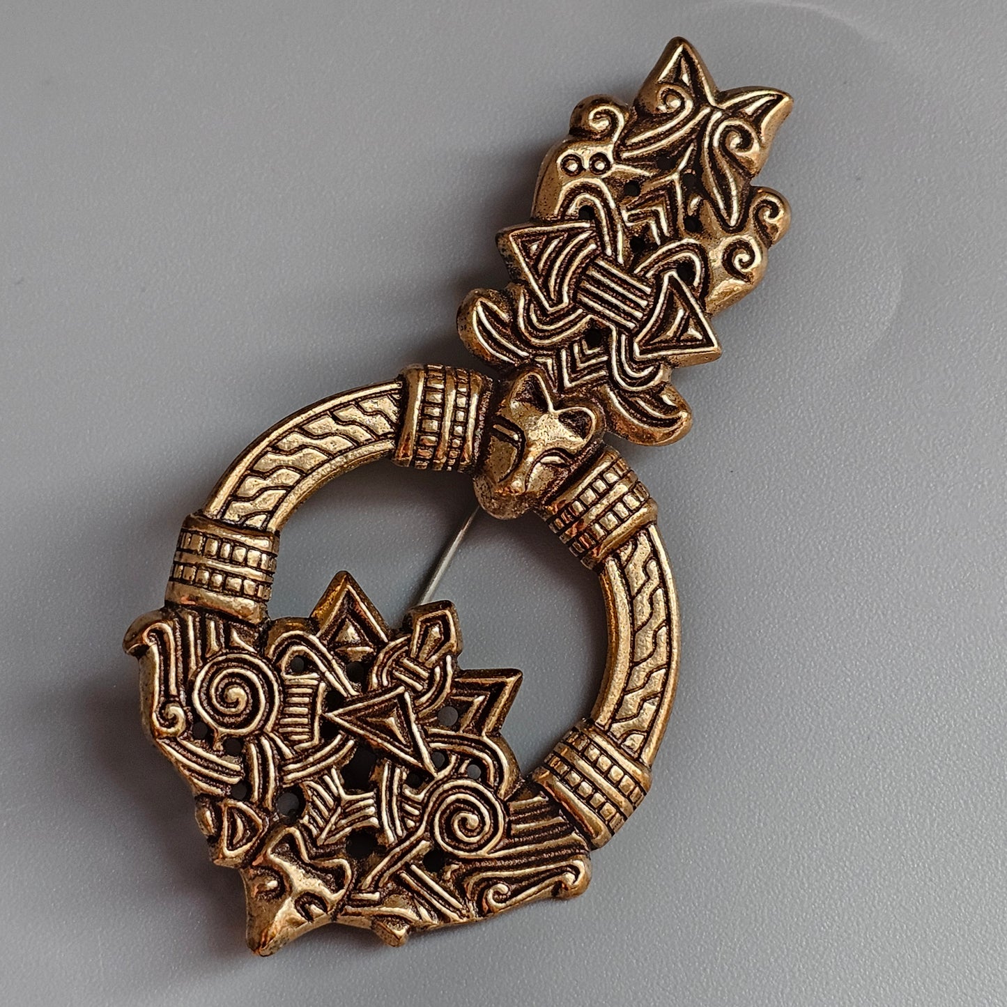 Kalevala Koru Viking Era Design Bronze Wolf’s Head Brooch