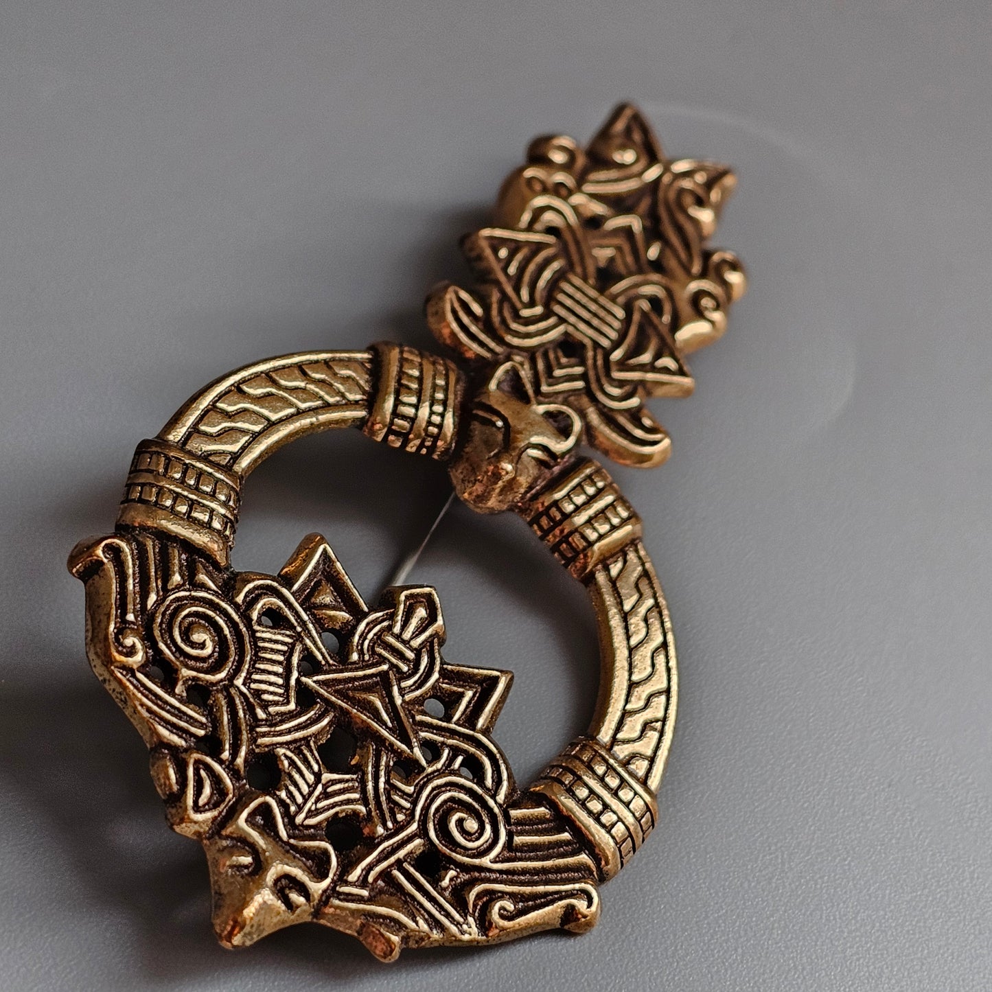Kalevala Koru Viking Era Design Bronze Wolf’s Head Brooch