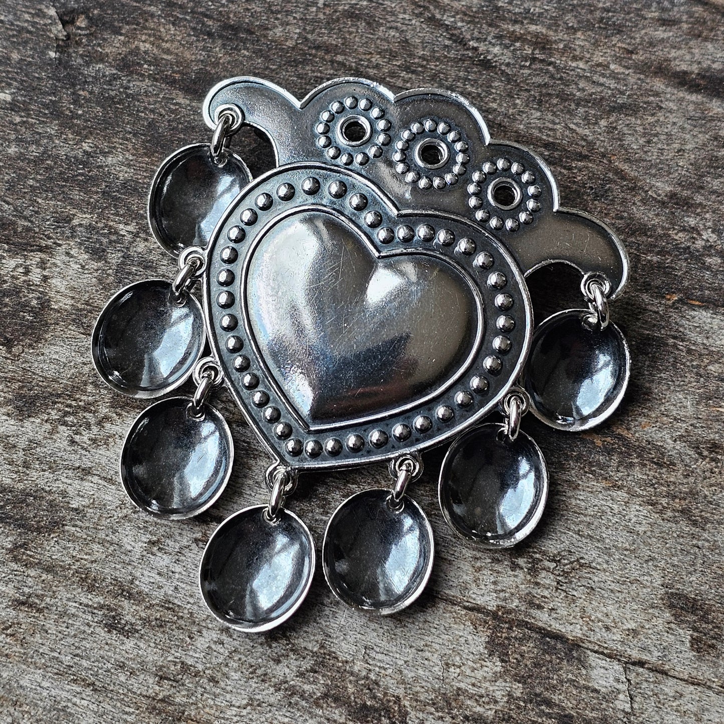 Vintage 1970s Finnish Kalevala Koru Sterling Silver SALT Heart Solje Brooch Designed by Germund Paaer 1973