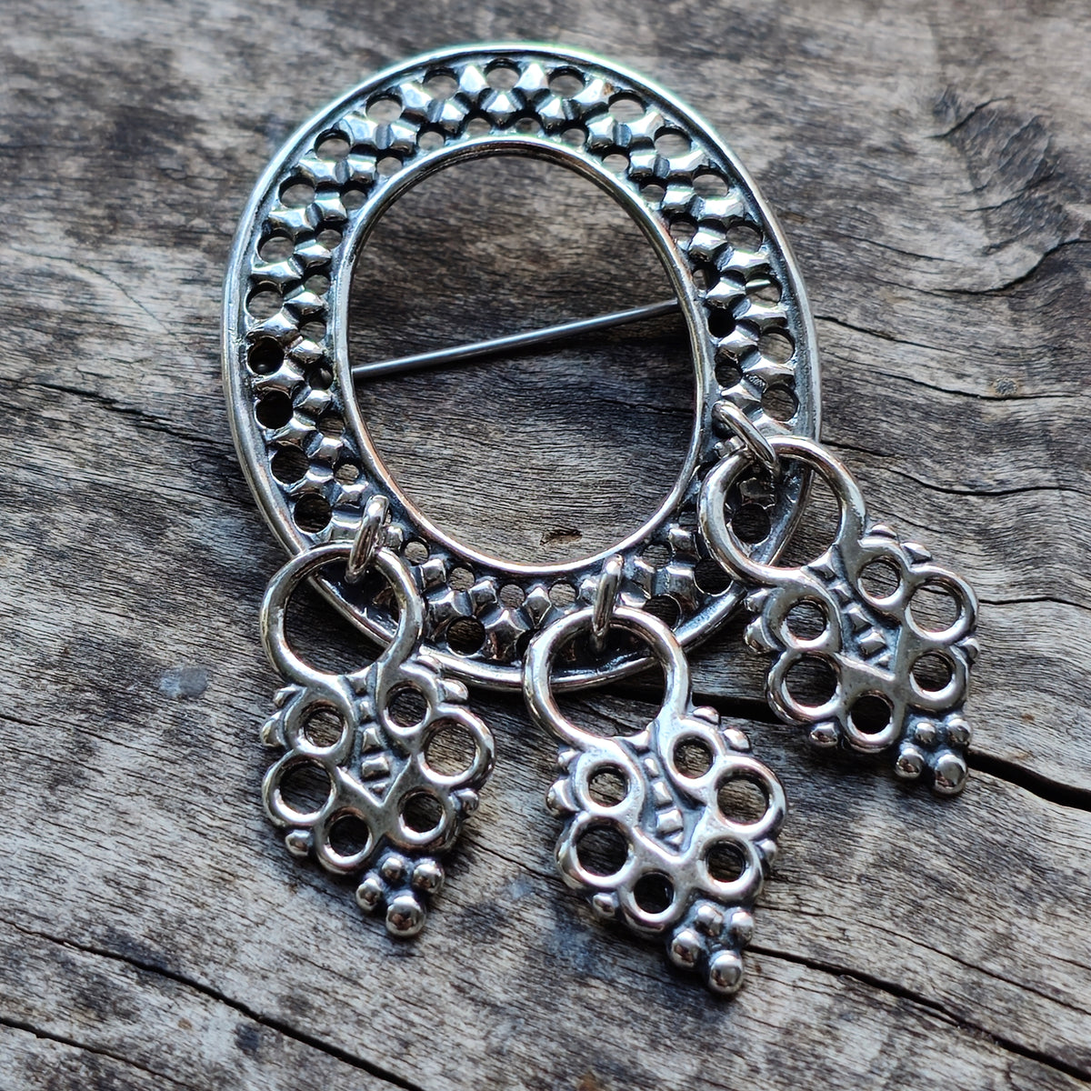 Kalevala Koru Sterling Silver Sámi-Style Brooch Medieval Inari Design 1987