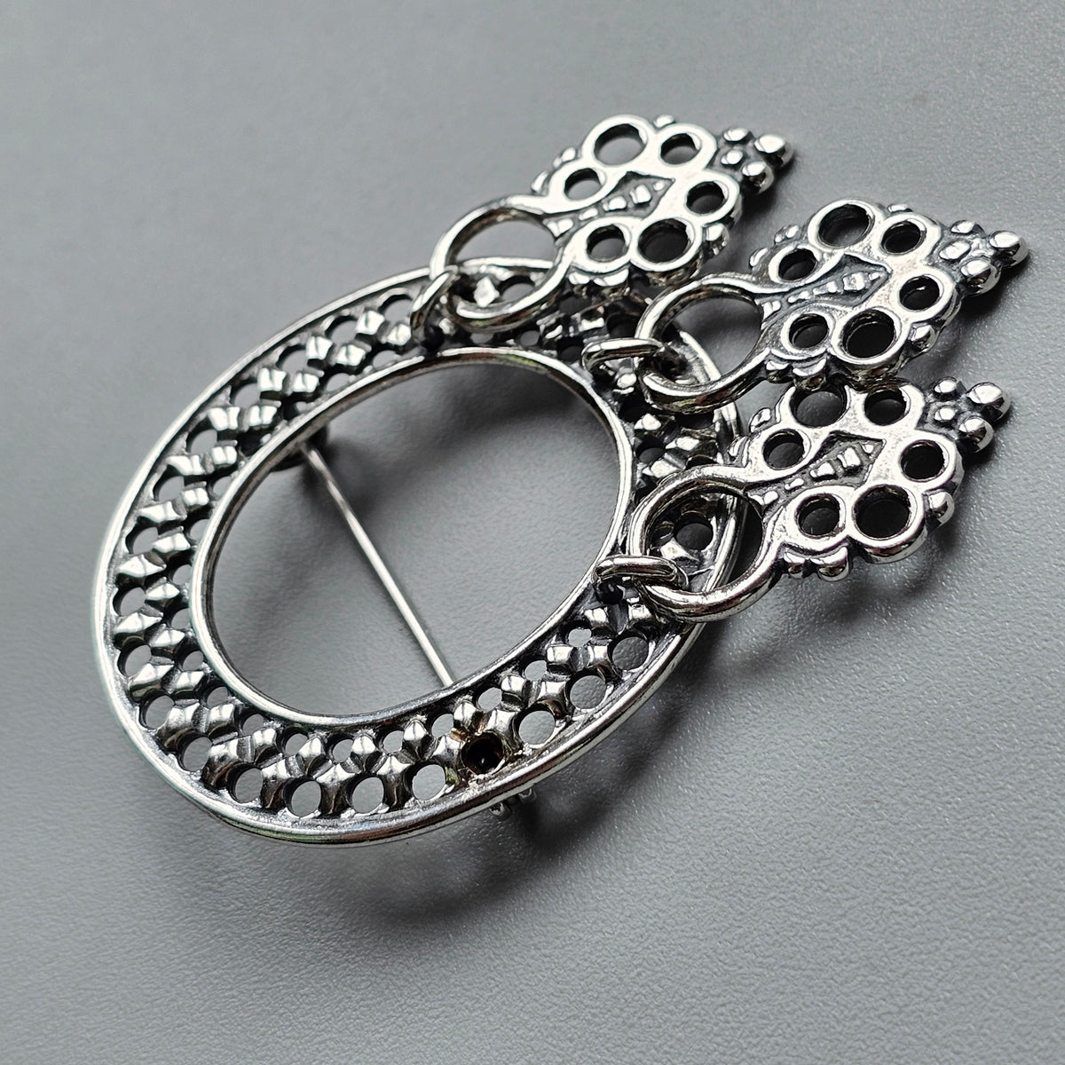 Kalevala Koru Sterling Silver Sámi-Style Brooch Medieval Inari Design 1987