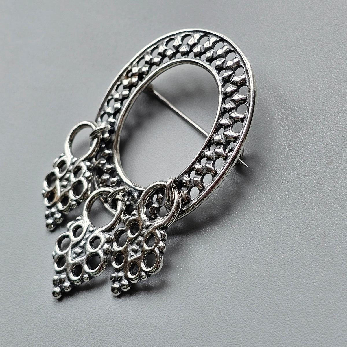 Kalevala Koru Sterling Silver Sámi-Style Brooch Medieval Inari Design 1987