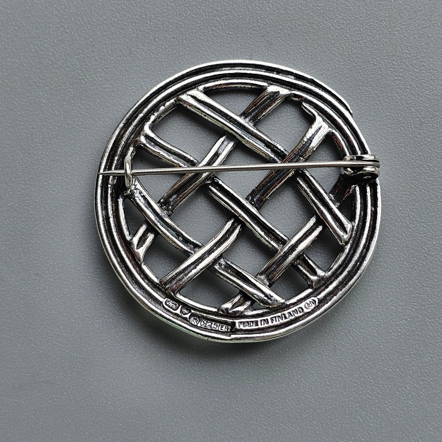 Kalevala Koru Sterling Silver Brooch Finnish Medieval Design Hallmarked 1982