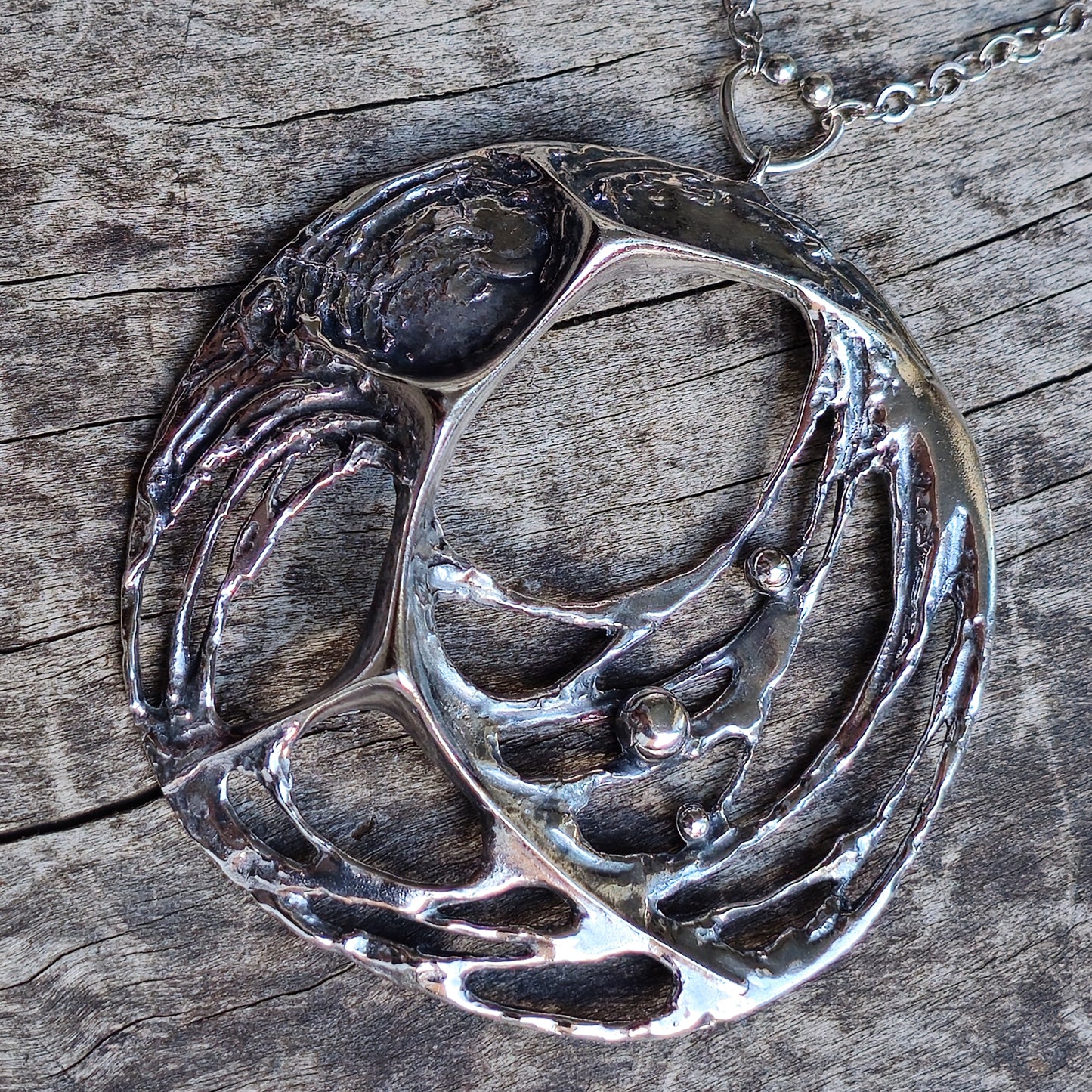 Large Karl Laine Spiders Web Sterling Silver Necklace by Sten & Laine Finnfeelings Hallmarked 1976