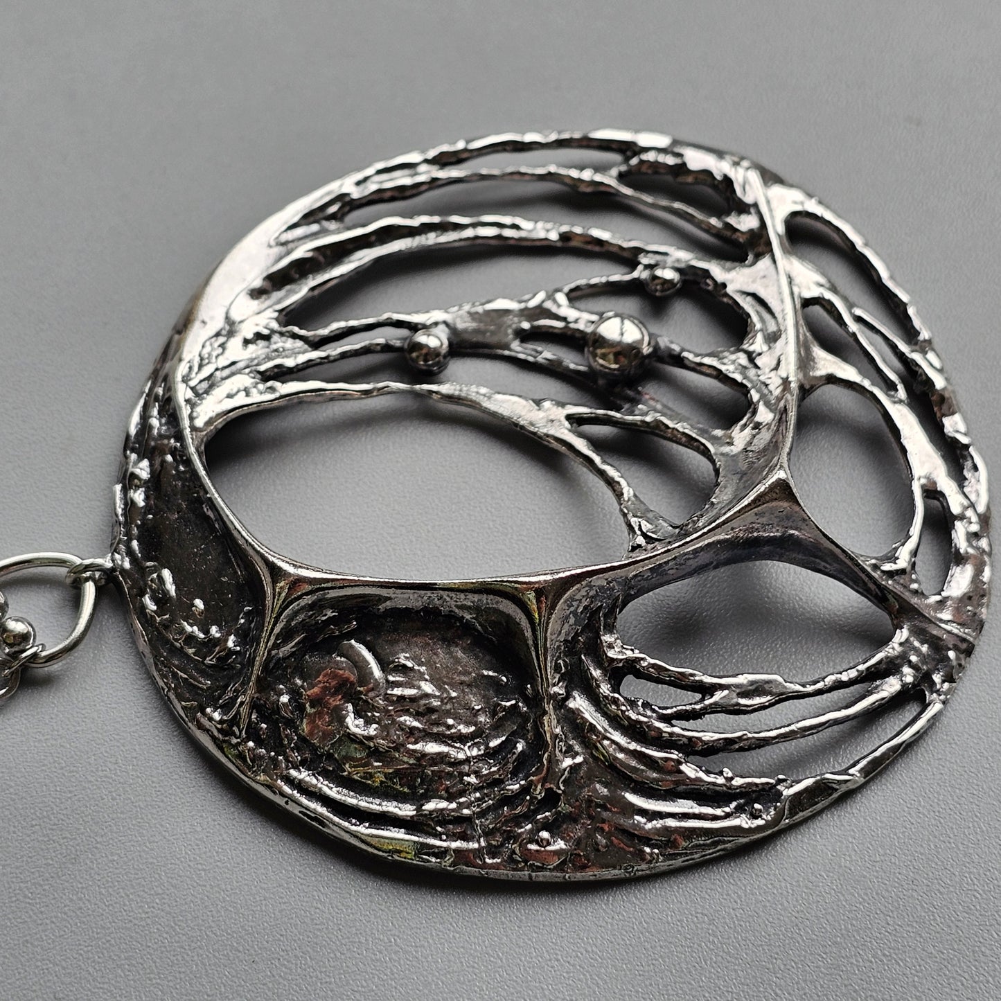 Large Karl Laine Spiders Web Sterling Silver Necklace by Sten & Laine Finnfeelings Hallmarked 1976