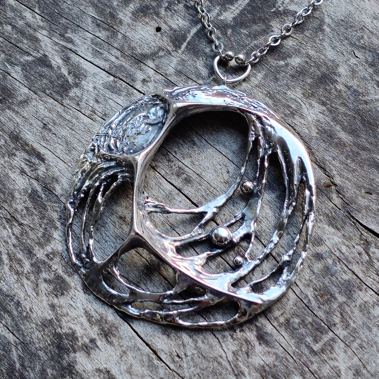 Large Karl Laine Spiders Web Sterling Silver Necklace by Sten & Laine Finnfeelings Hallmarked 1976