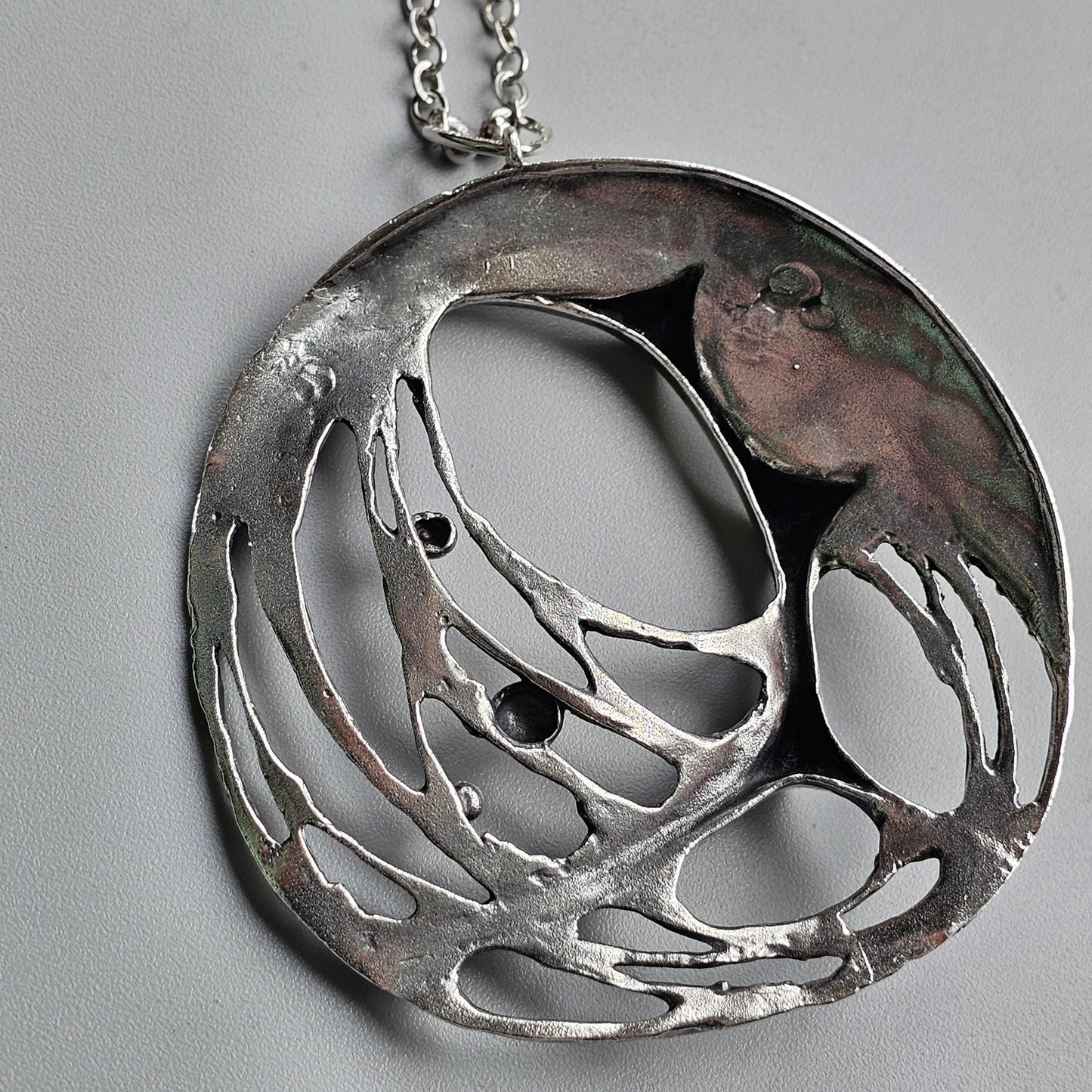 Large Karl Laine Spiders Web Sterling Silver Necklace by Sten & Laine Finnfeelings Hallmarked 1976