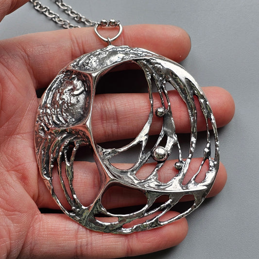 Large Karl Laine Spiders Web Sterling Silver Necklace by Sten & Laine Finnfeelings Hallmarked 1976