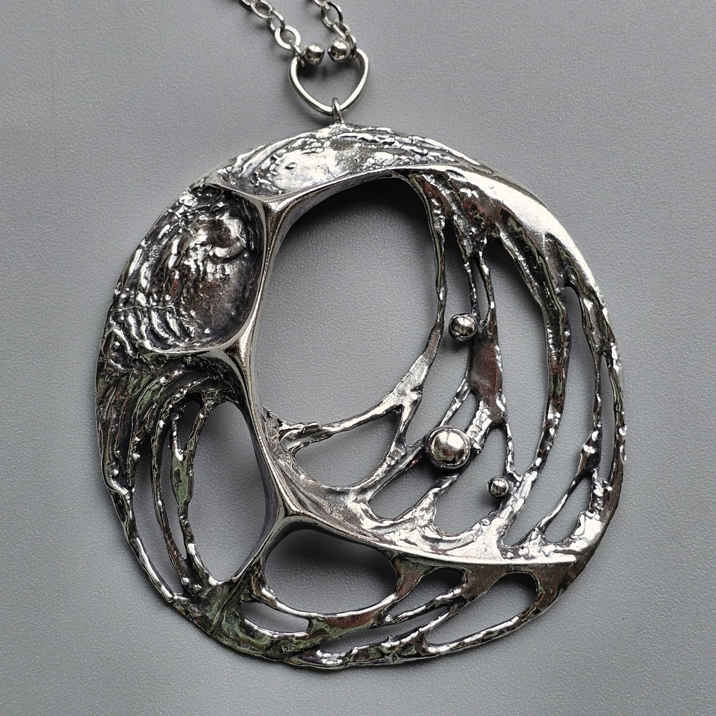 Large Karl Laine Spiders Web Sterling Silver Necklace by Sten & Laine Finnfeelings Hallmarked 1976
