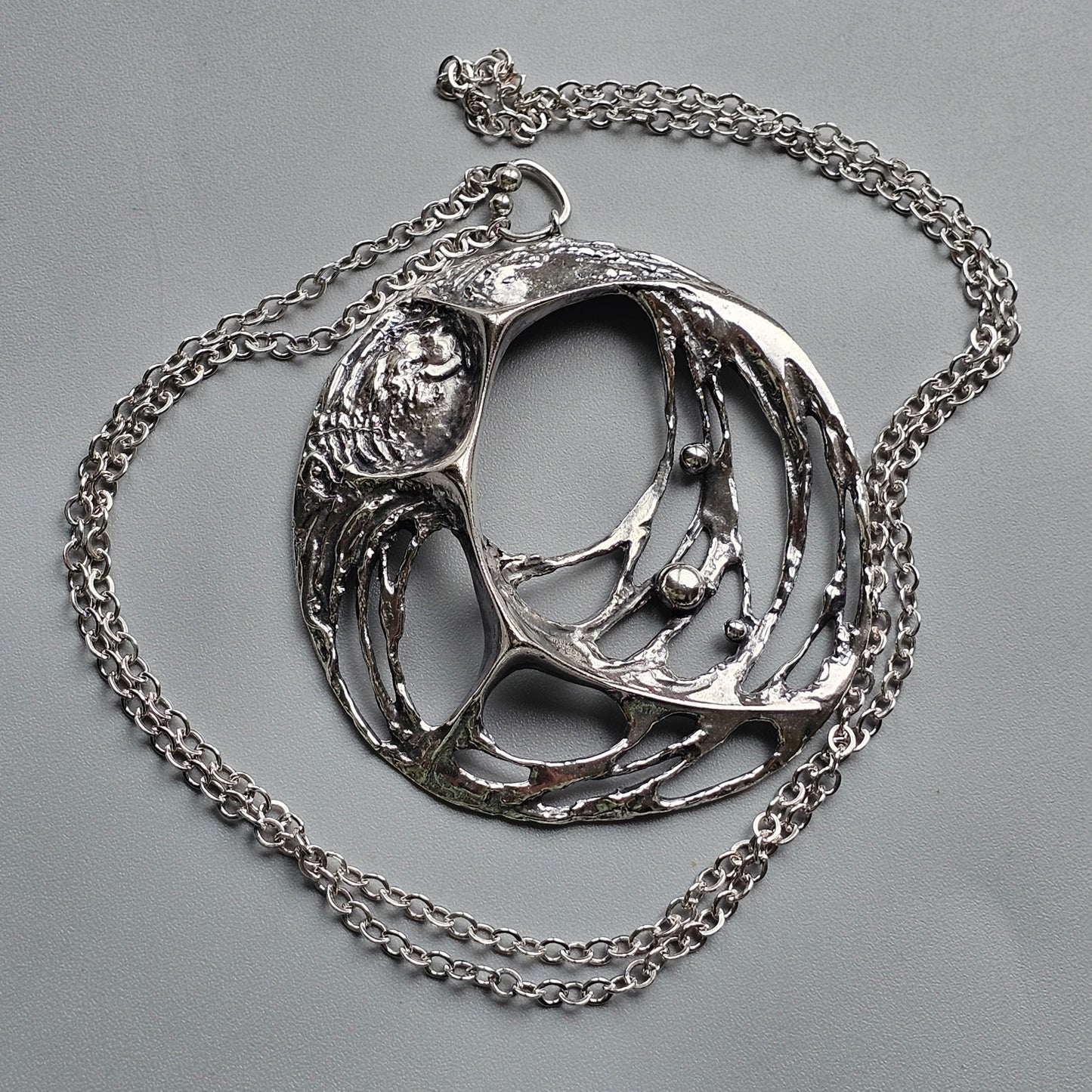 Large Karl Laine Spiders Web Sterling Silver Necklace by Sten & Laine Finnfeelings Hallmarked 1976