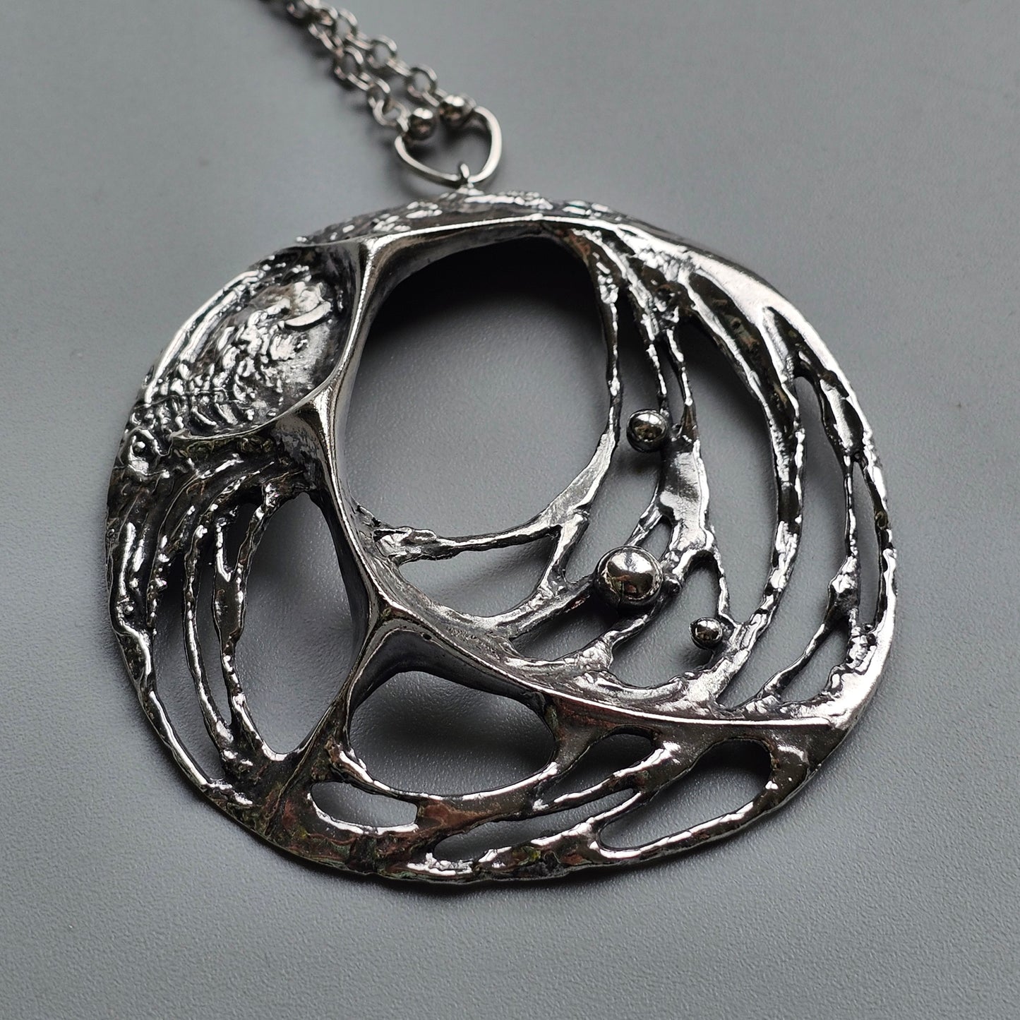 Large Karl Laine Spiders Web Sterling Silver Necklace by Sten & Laine Finnfeelings Hallmarked 1976