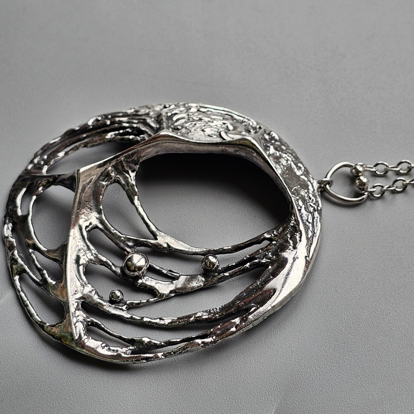 Large Karl Laine Spiders Web Sterling Silver Necklace by Sten & Laine Finnfeelings Hallmarked 1976