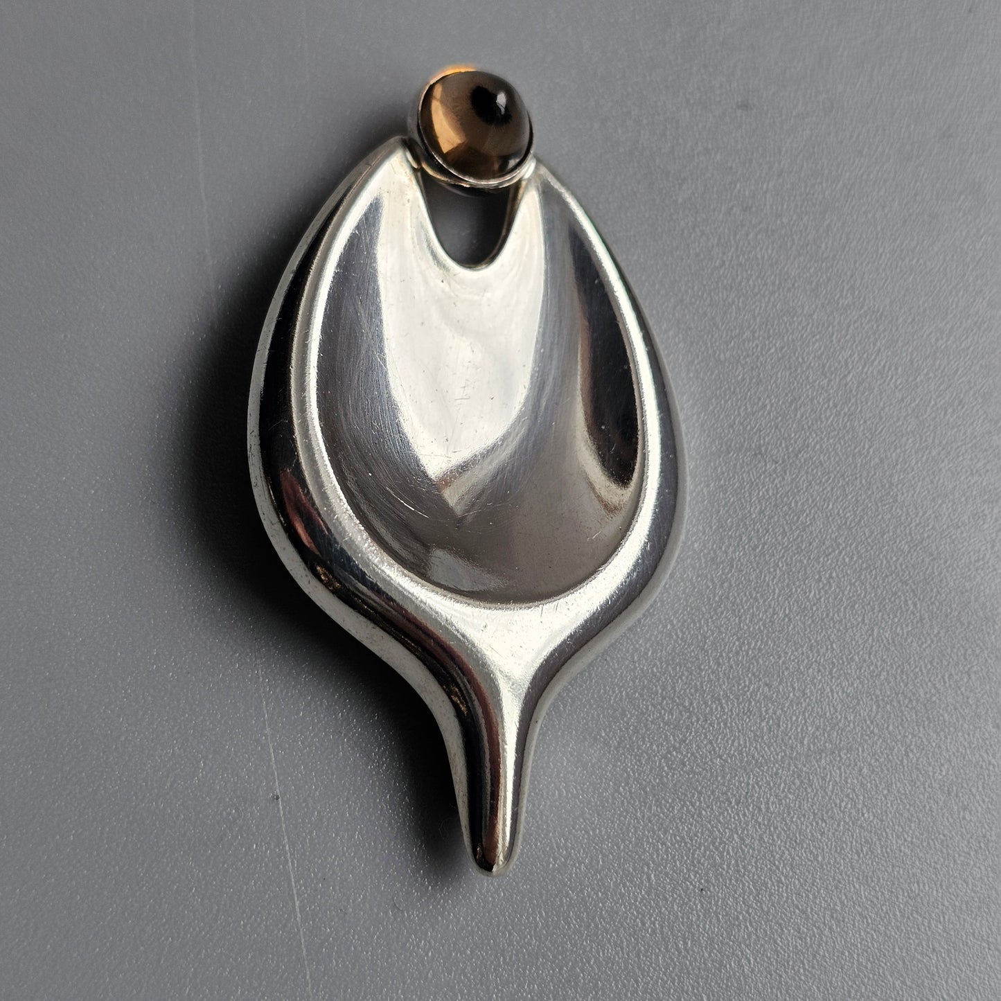 Finnish 1960s Modernist Silver & Smoky Quartz Brooch by Kupittaan Kulta Elis Kauppi 1960