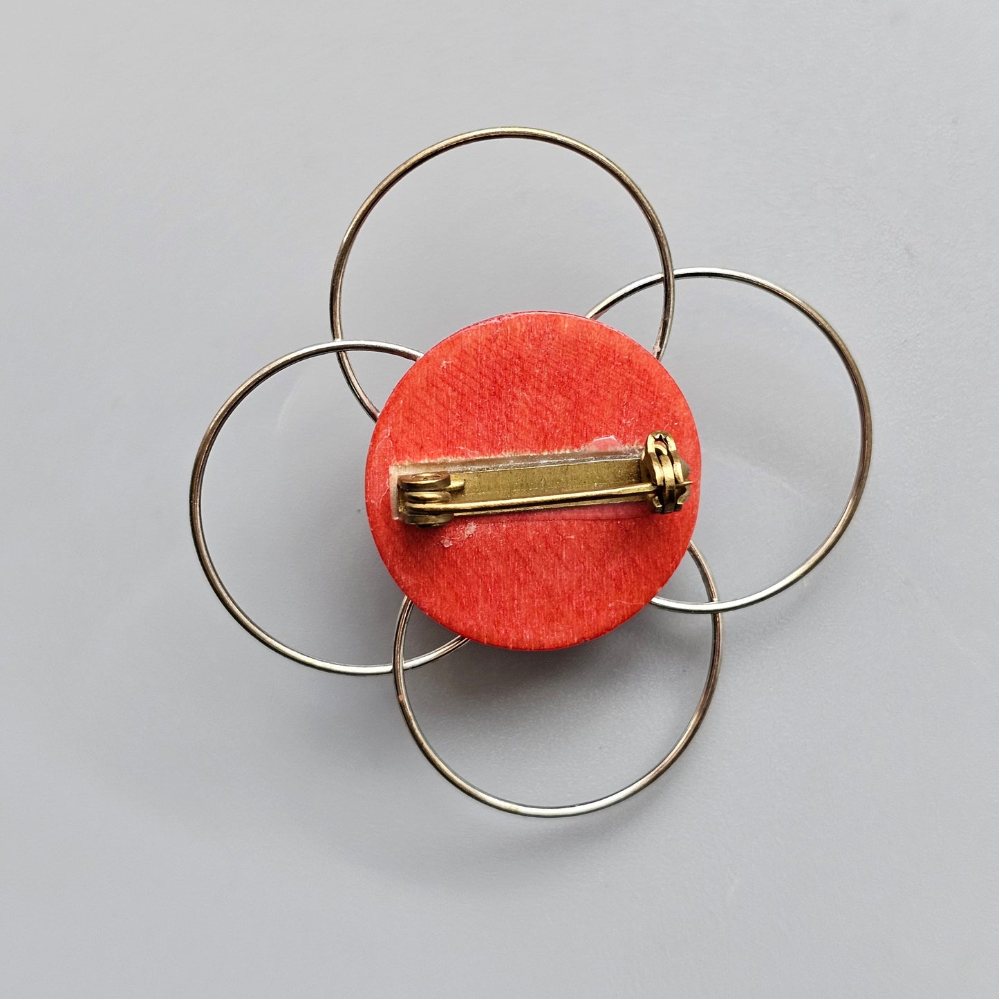 Vintage 1990s Aarikka Finland Red Wooden Brooch – Modernist Scandinavian Design
