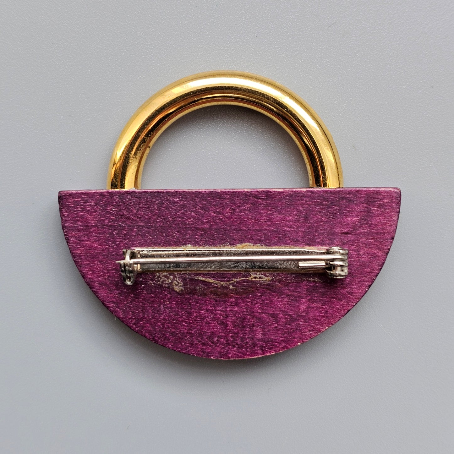 Vintage 1990s Aarikka Finland Purple Wooden Brooch – Modernist Scandinavian Design