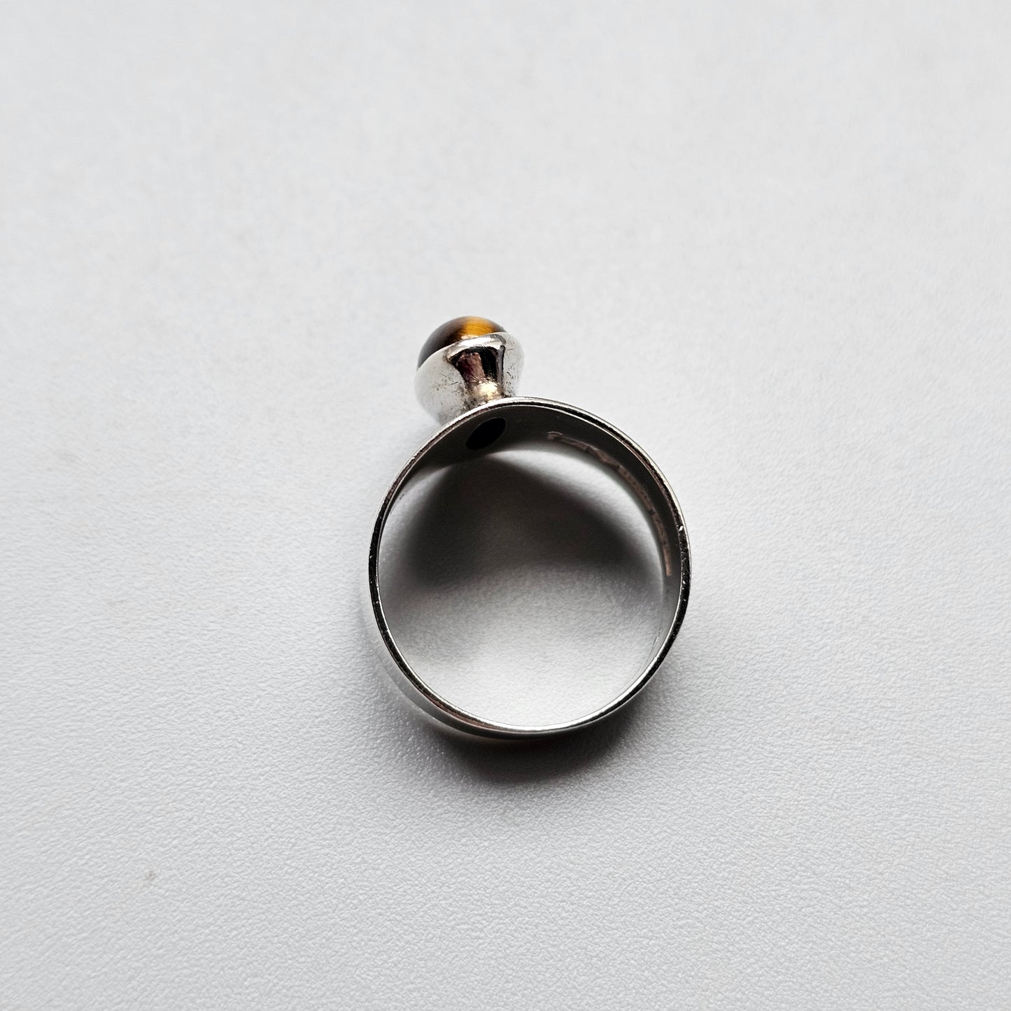 1960s Finnish Silver & Tiger’s Eye Modernist Ring — Kultaseppä Salovaara - UK Ring Size O - US Ring Size 7 - 1962