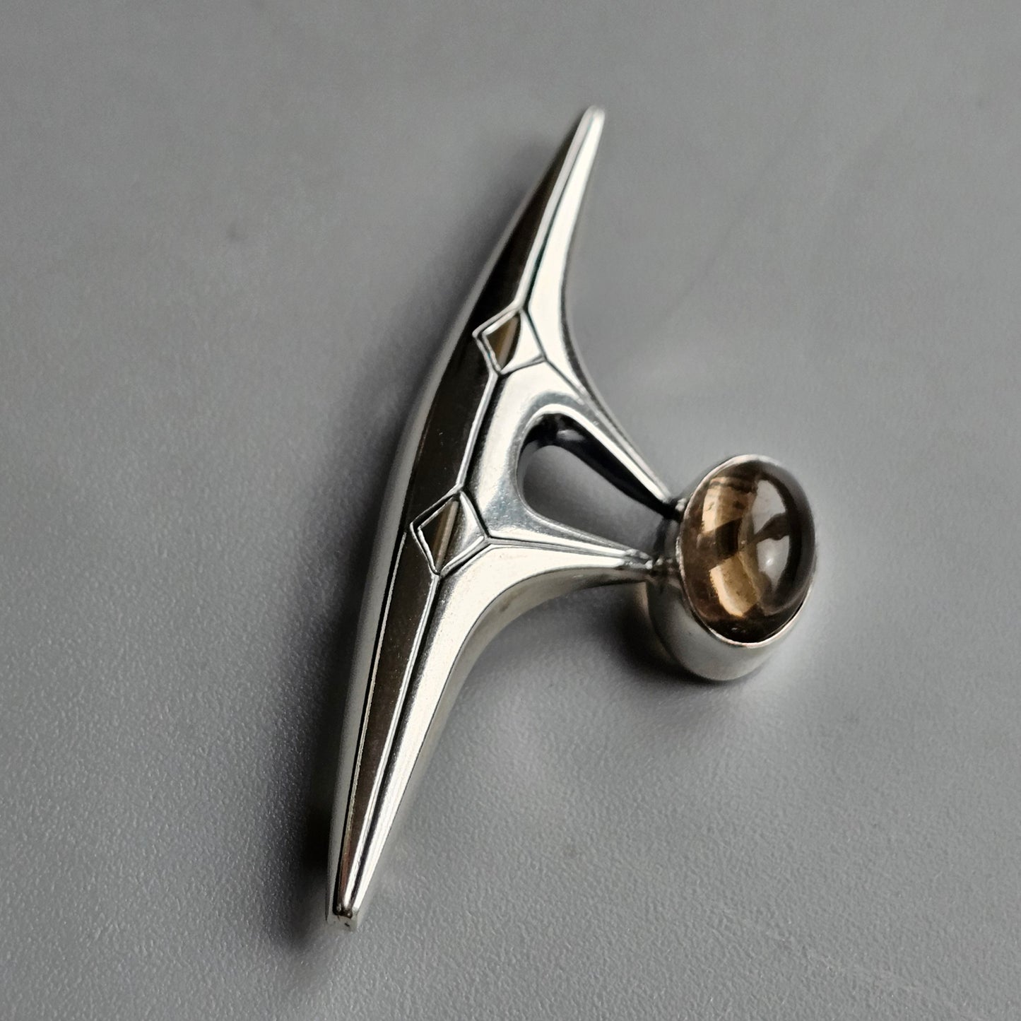 1960s Modernist Silver & Smoky Quartz Brooch Elis Kauppi & Kupittaan Kulta 1960