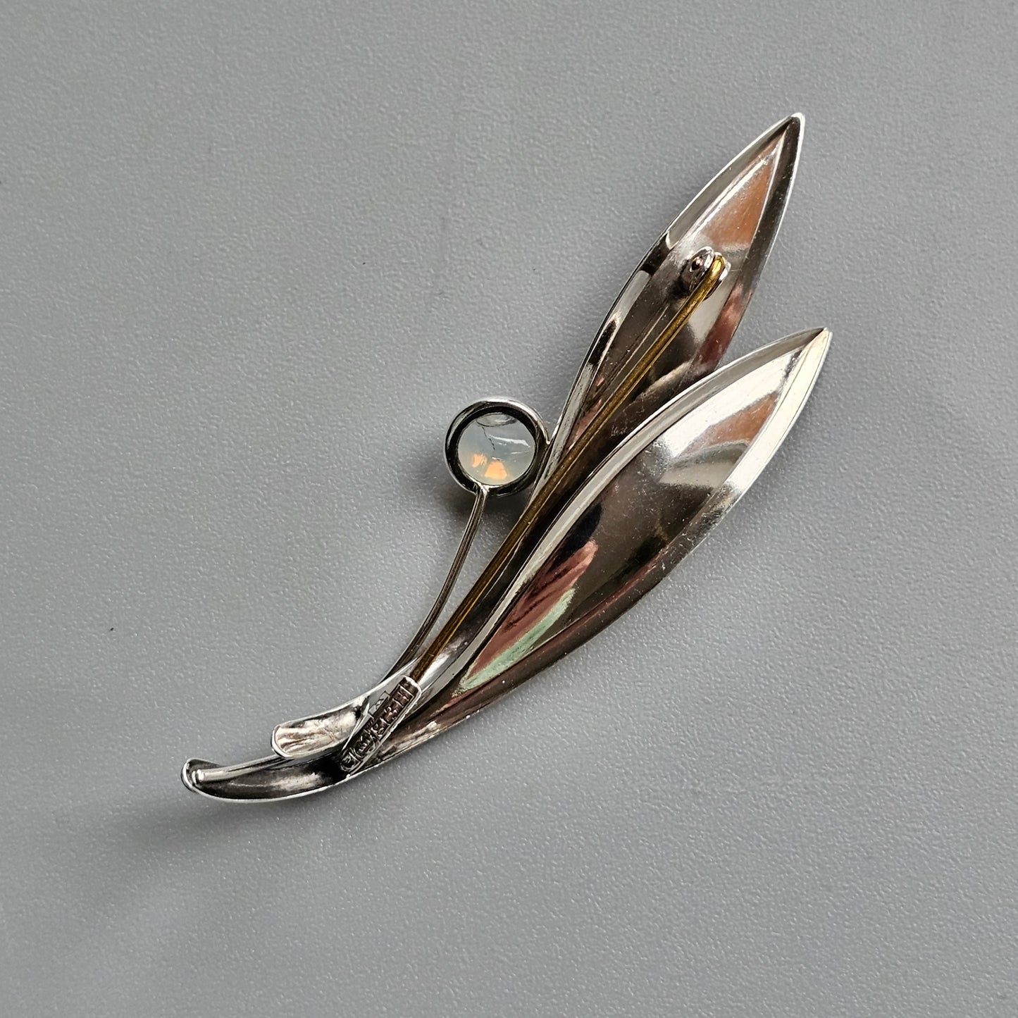 Vintage 60s Modernist Silver Chalcedony Moonstone Flower Brooch Elis Kauppi Kupittaan Kulta 1960