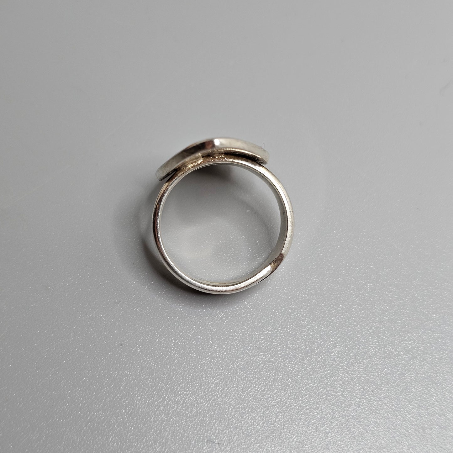 Finnish Modernist Sterling Silver & Blue Enamel Ring — Pekka Piekäinen — Marquise - UK Ring Size L - US Ring Size 5.75