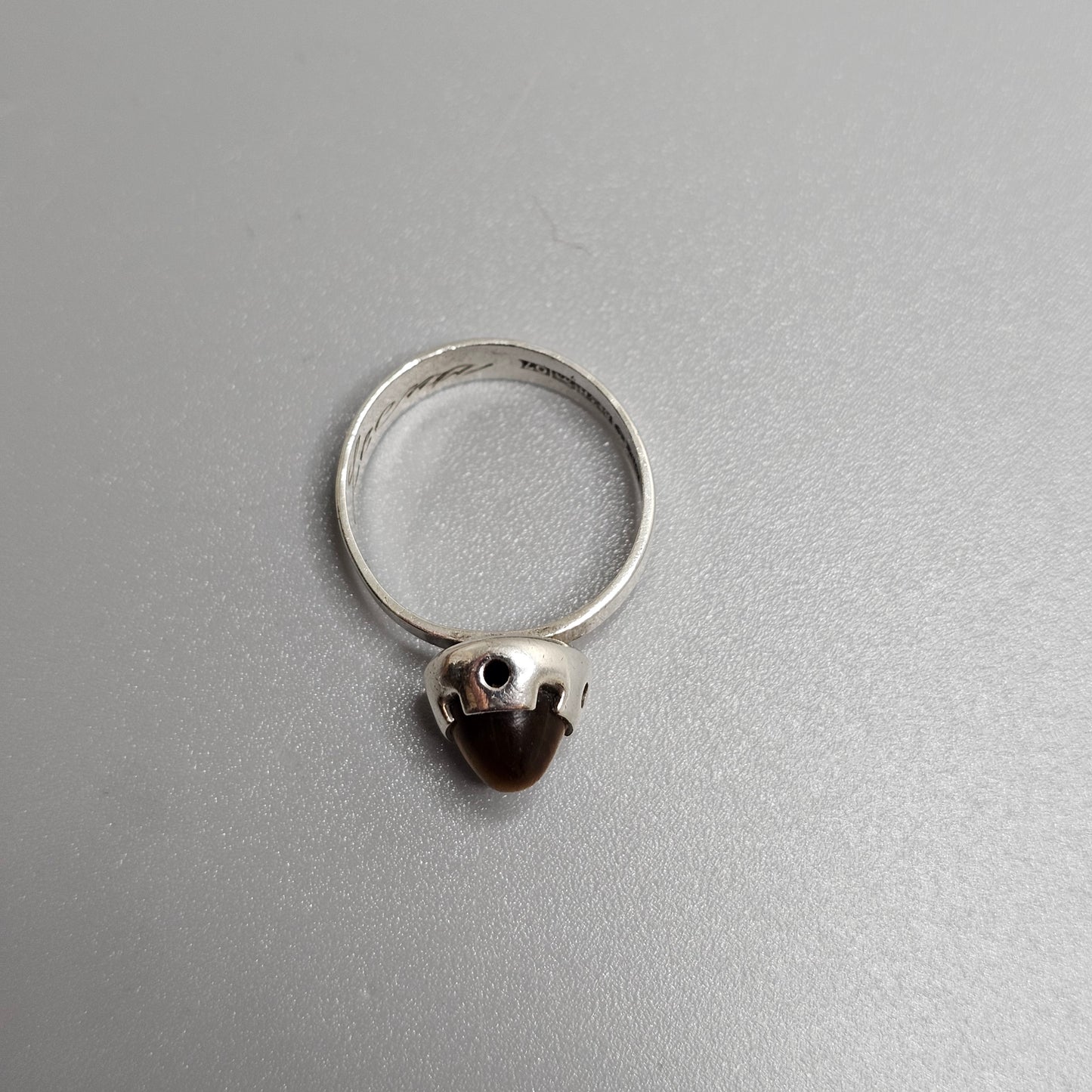 Modernist 1960s Finnish Silver & Tiger’s Eye Ring — Martti Viikinniemi - UK Ring Size M 1/2 - US Ring Size 6.5 - 1967