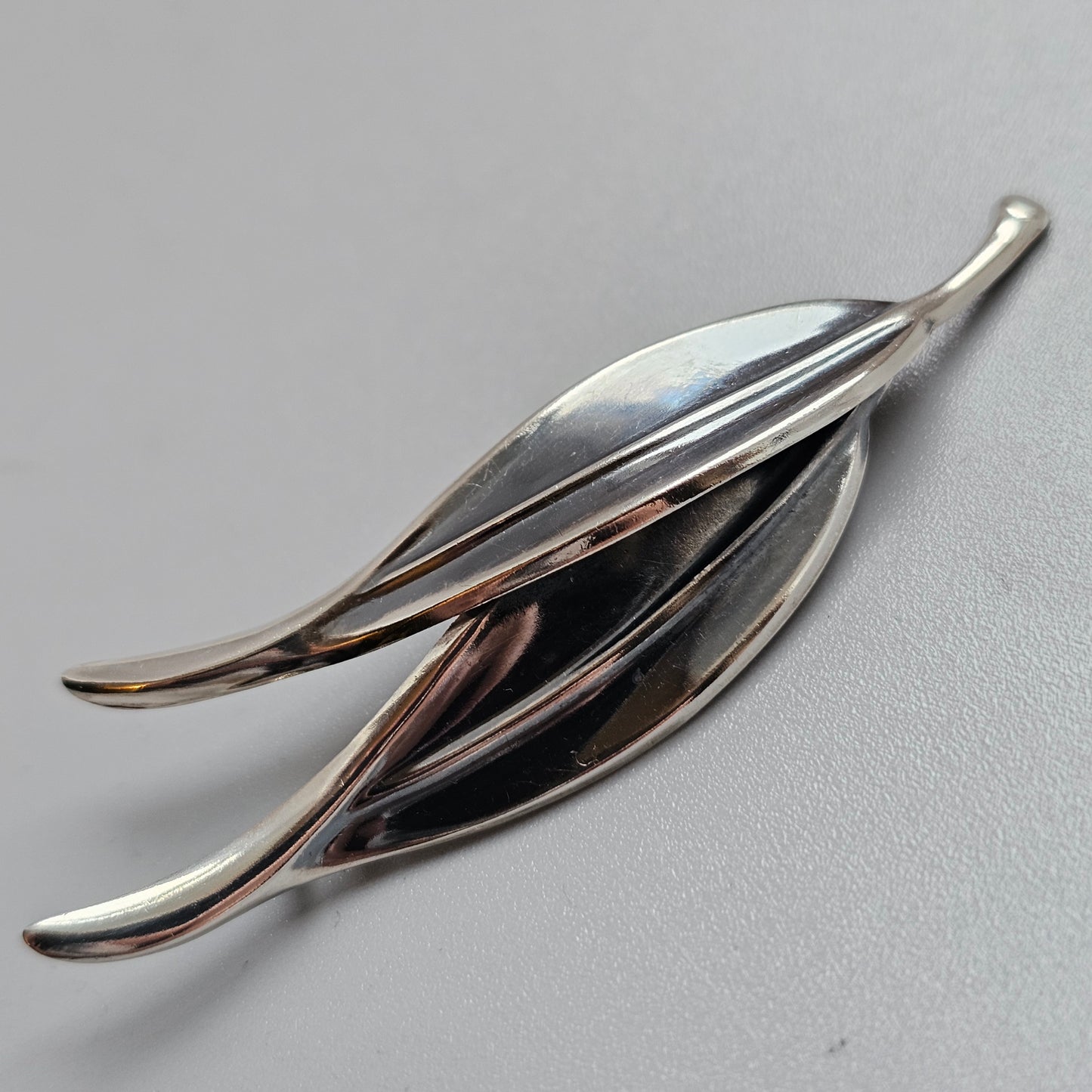 Vintage Finnish Modernist Silver Leaf Brooch by Erik Granit & Co 1962
