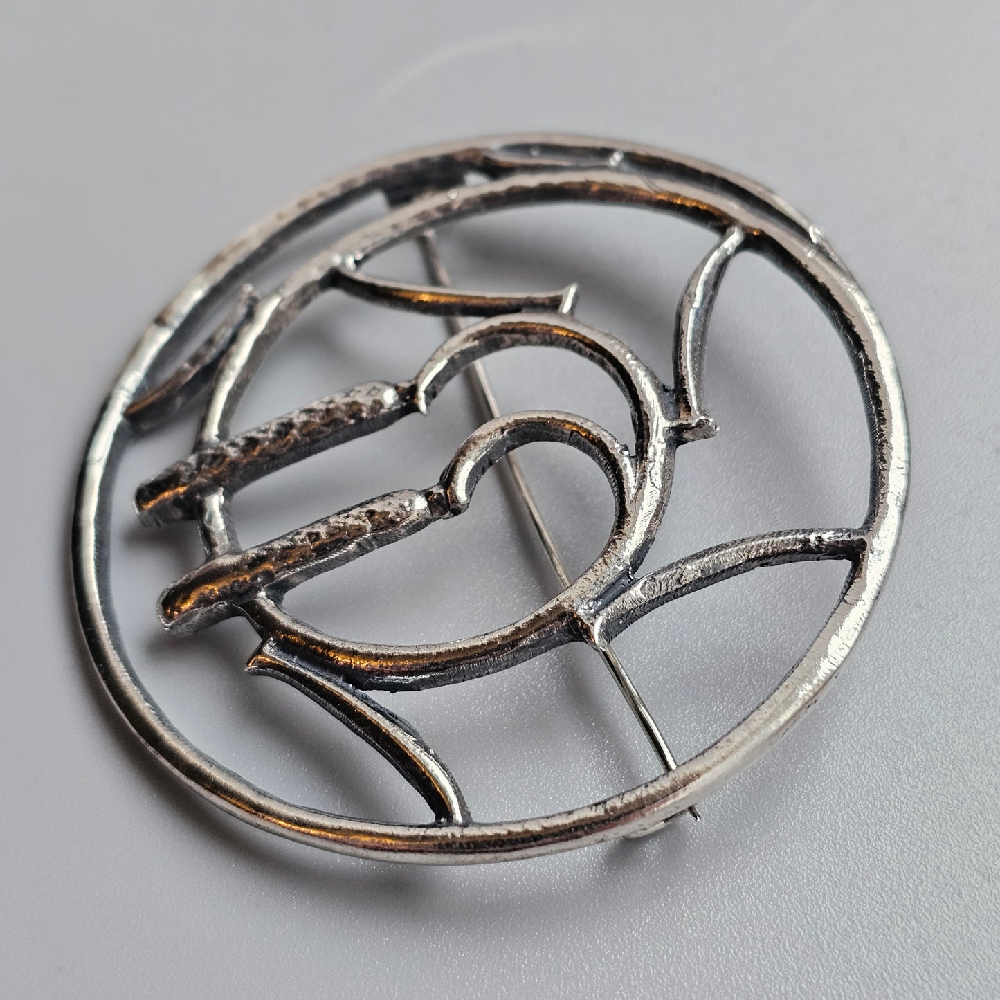 Large 1940s Finnish Art Deco Silver Brooch by Heikki Kaksonen 1947 Spring Theme