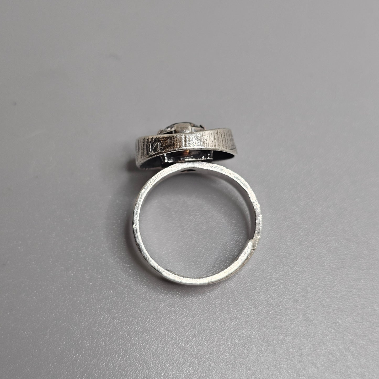 1970s Karl Laine for Finnfeelings Sterling Silver & Rock Crystal Ring - UK Ring Size M 1/2 - US Ring Size 6.25 -1974