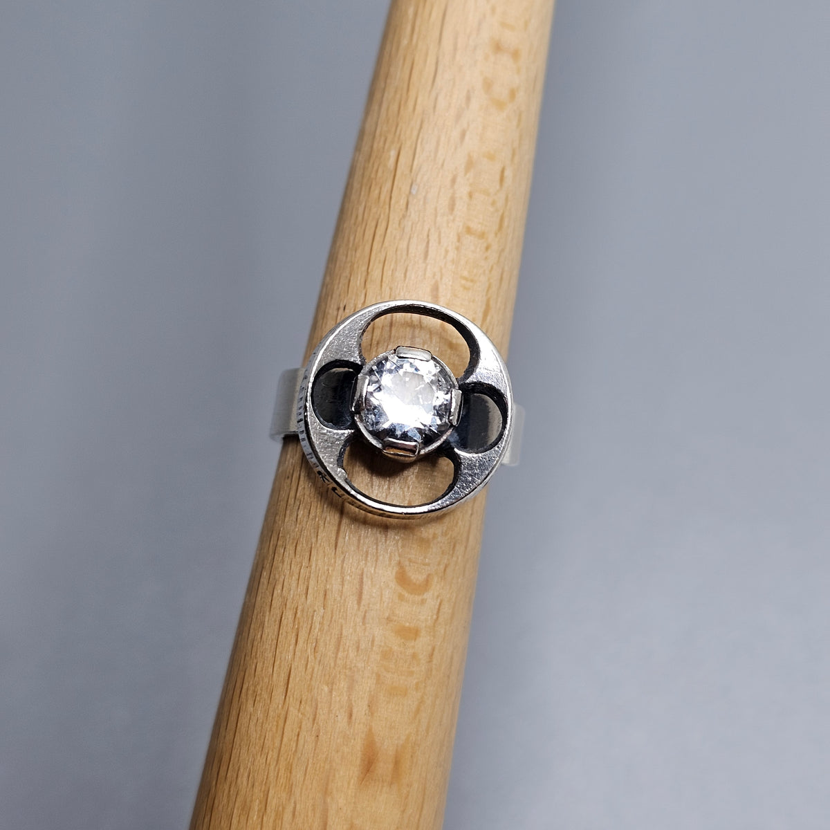1970s Karl Laine for Finnfeelings Sterling Silver & Rock Crystal Ring - UK Ring Size M 1/2 - US Ring Size 6.25 -1974