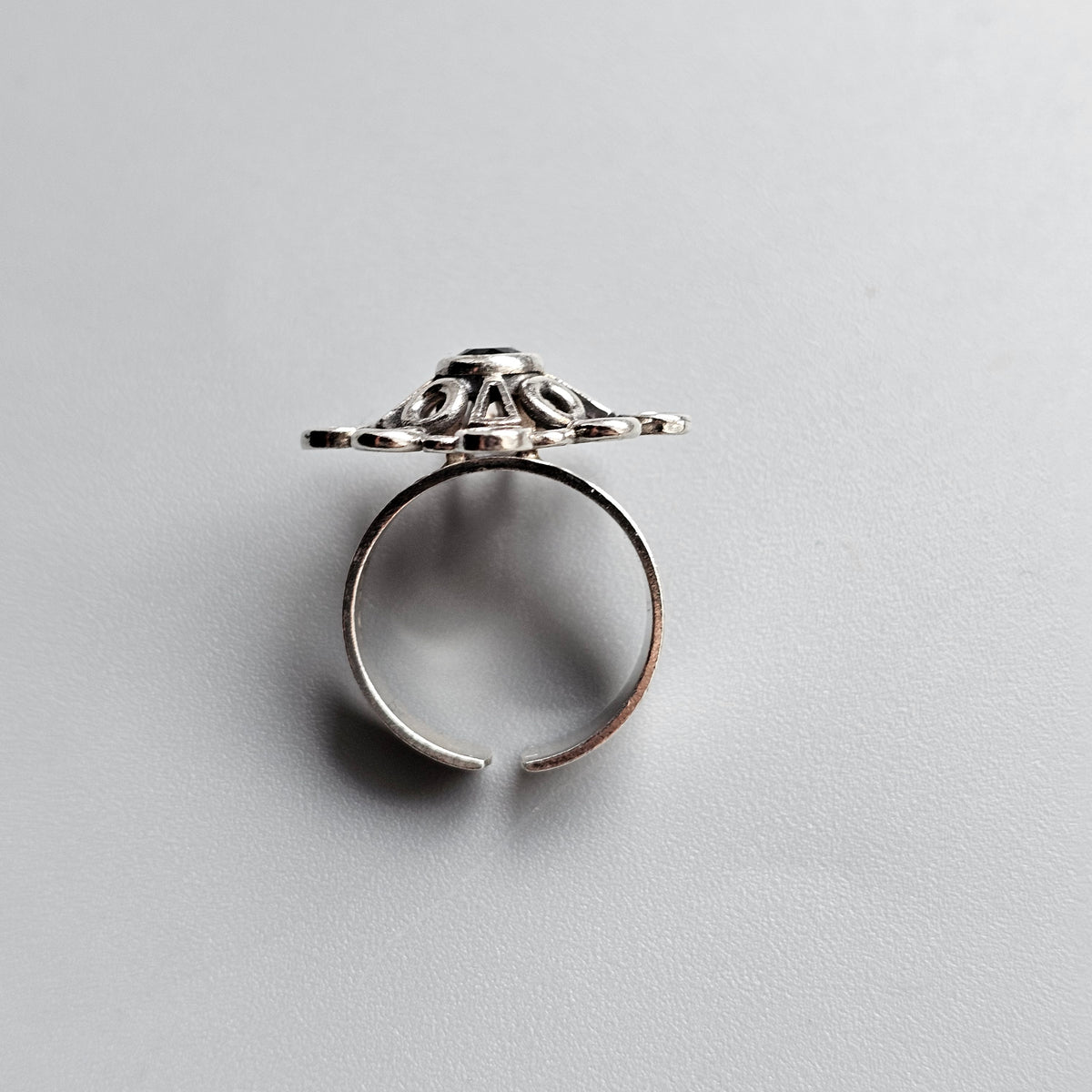 Modernist 1970s Kultaseppä Salovaara Finnish Sterling Silver & Green Spinel Ring - UK Ring Size O - US Ring Size 7 - 1971