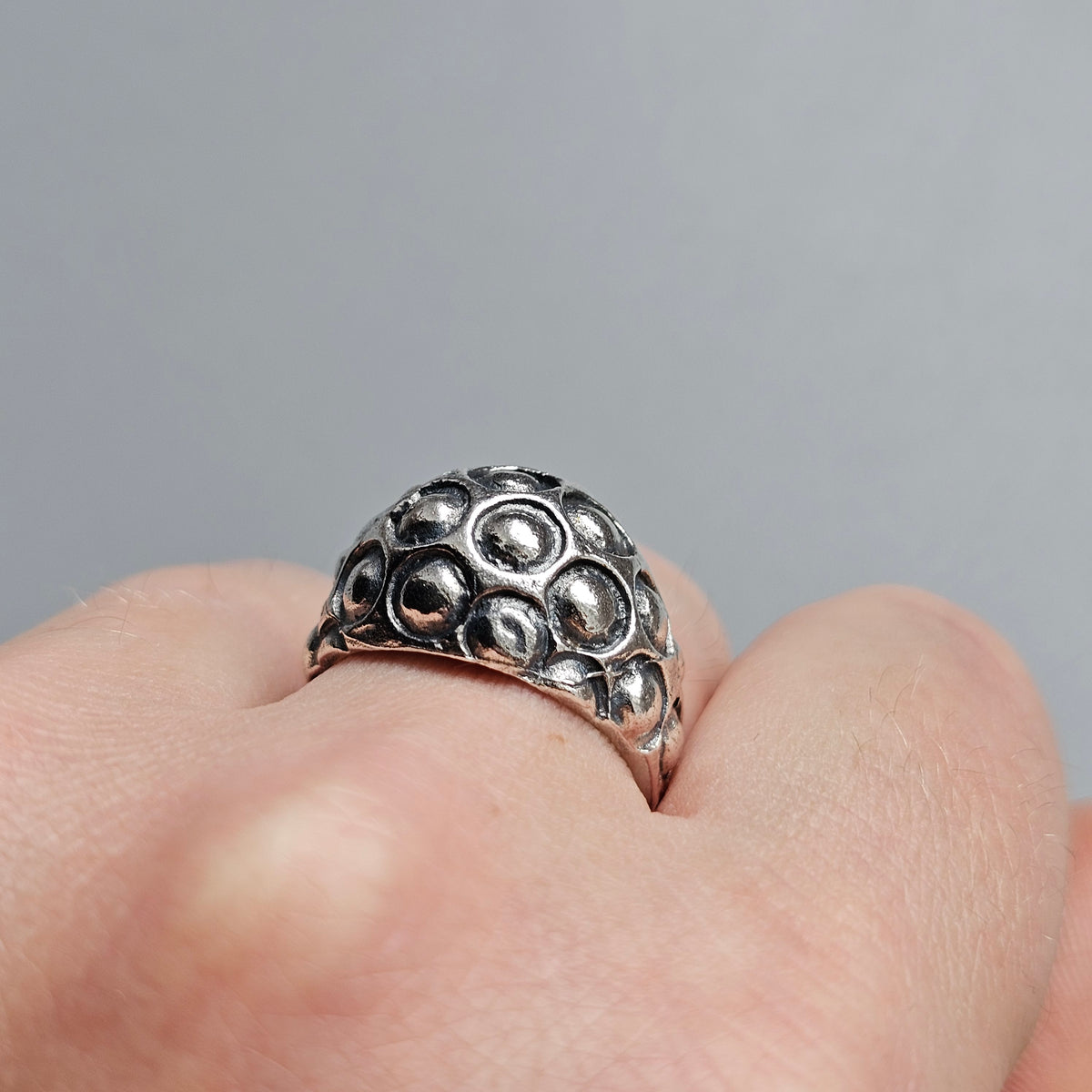 1970s Finnish Modernist Domed Silver Ring by Alpo Tammi for Tammen Koru - UK Ring Size N - US Ring Size 7.25 - 1970
