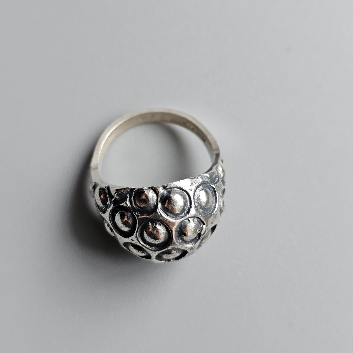 1970s Finnish Modernist Domed Silver Ring by Alpo Tammi for Tammen Koru - UK Ring Size N - US Ring Size 7.25 - 1970