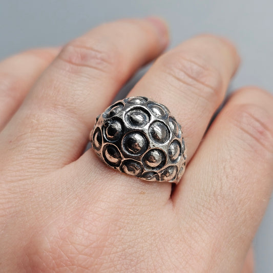1970s Finnish Modernist Domed Silver Ring by Alpo Tammi for Tammen Koru - UK Ring Size N - US Ring Size 7.25 - 1970