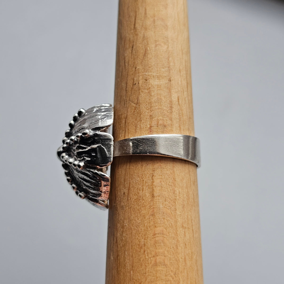 1970s Finnish Modernist Brutalist Sterling Silver Flower Ring by Pentti Lehtisalo - UK Ring Size O 1/2 - US Ring Size 7.25 - 1970