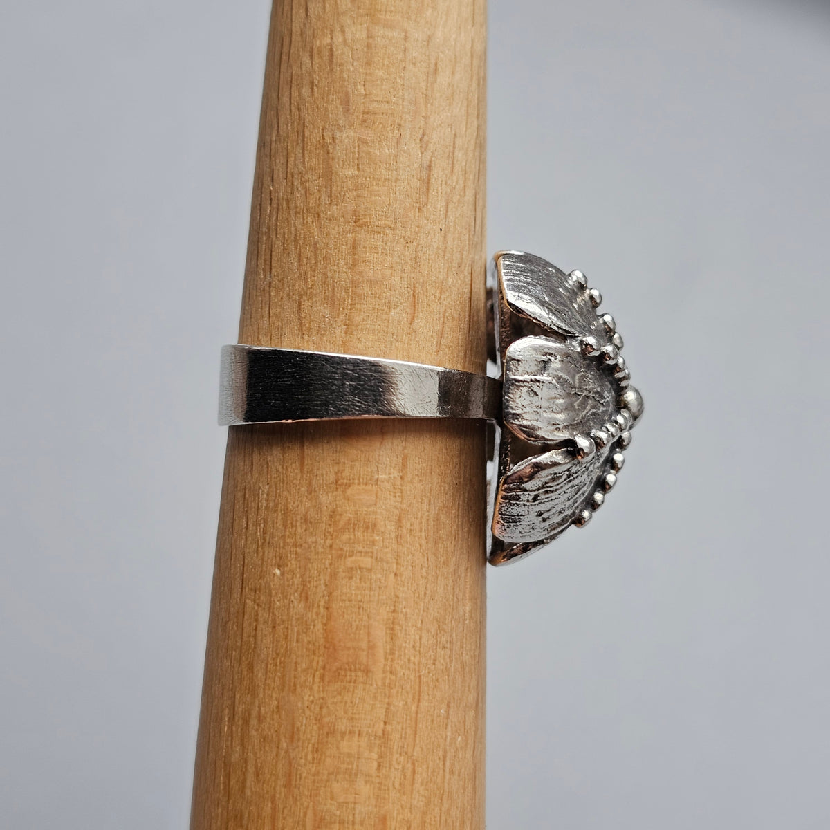 1970s Finnish Modernist Brutalist Sterling Silver Flower Ring by Pentti Lehtisalo - UK Ring Size O 1/2 - US Ring Size 7.25 - 1970