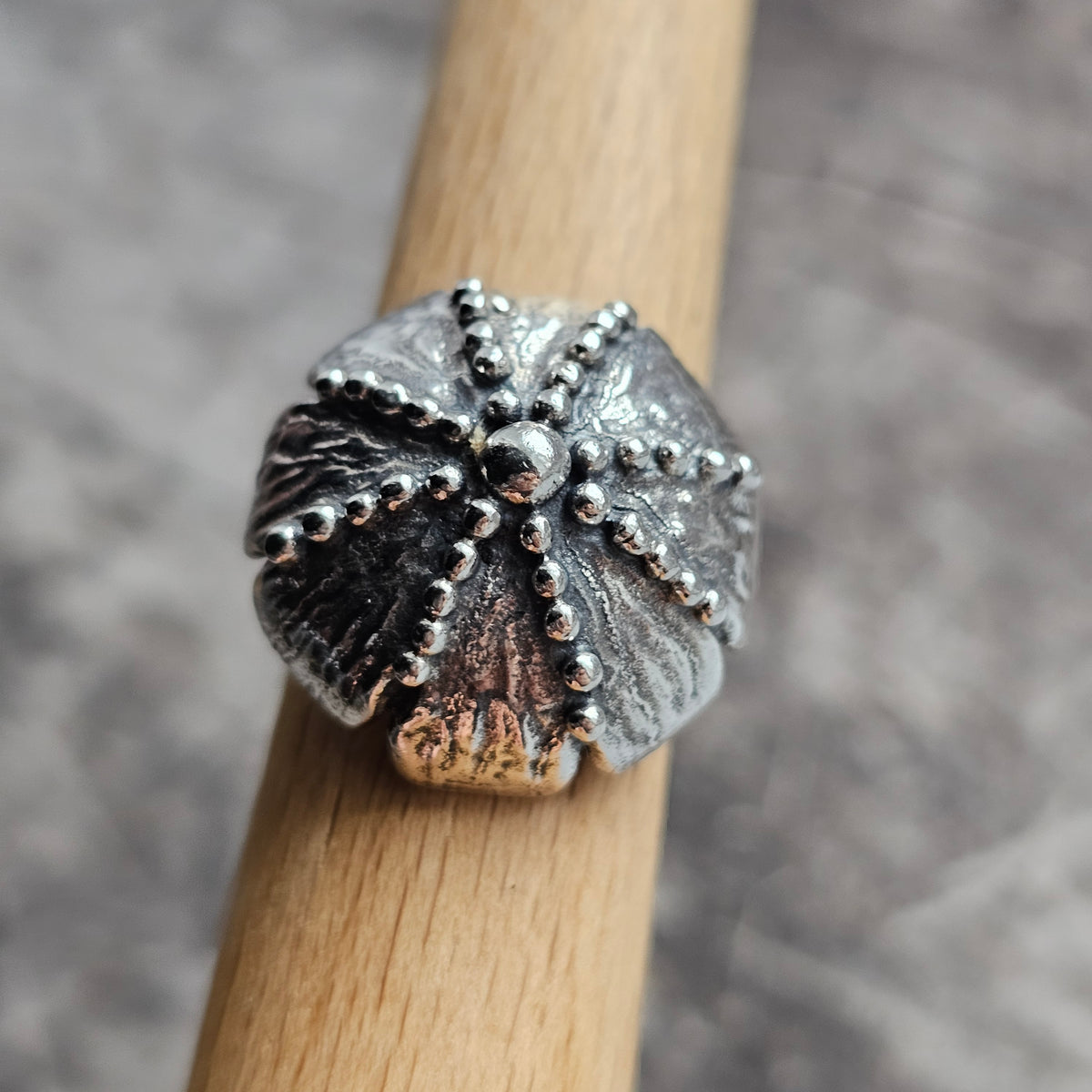 1970s Finnish Modernist Brutalist Sterling Silver Flower Ring by Pentti Lehtisalo - UK Ring Size O 1/2 - US Ring Size 7.25 - 1970