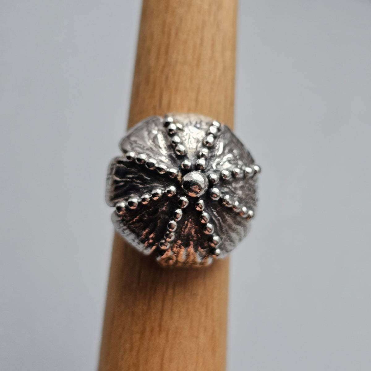 1970s Finnish Modernist Brutalist Sterling Silver Flower Ring by Pentti Lehtisalo - UK Ring Size O 1/2 - US Ring Size 7.25 - 1970
