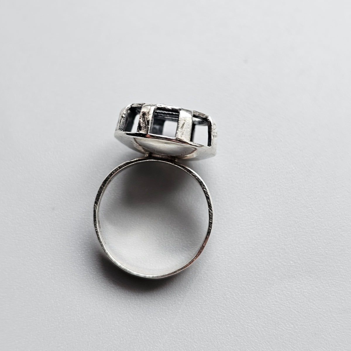1960s Finnish Modernist Silver Ring by Tauno Kunnansalo - UK Ring Size O - US Ring Size 7 - 1969