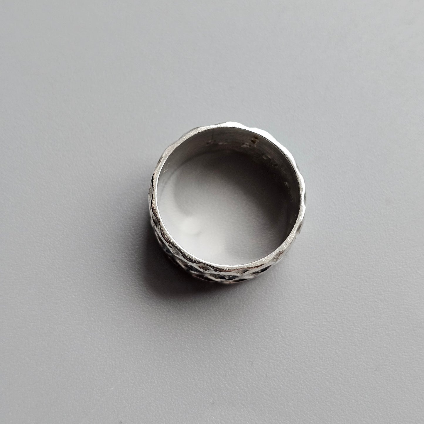 1960s Finnish Modernist Brutalist Silver Band by Lilja Bengt - UK Ring Size Q 1/2 - US Ring Size 8.25 - 1968
