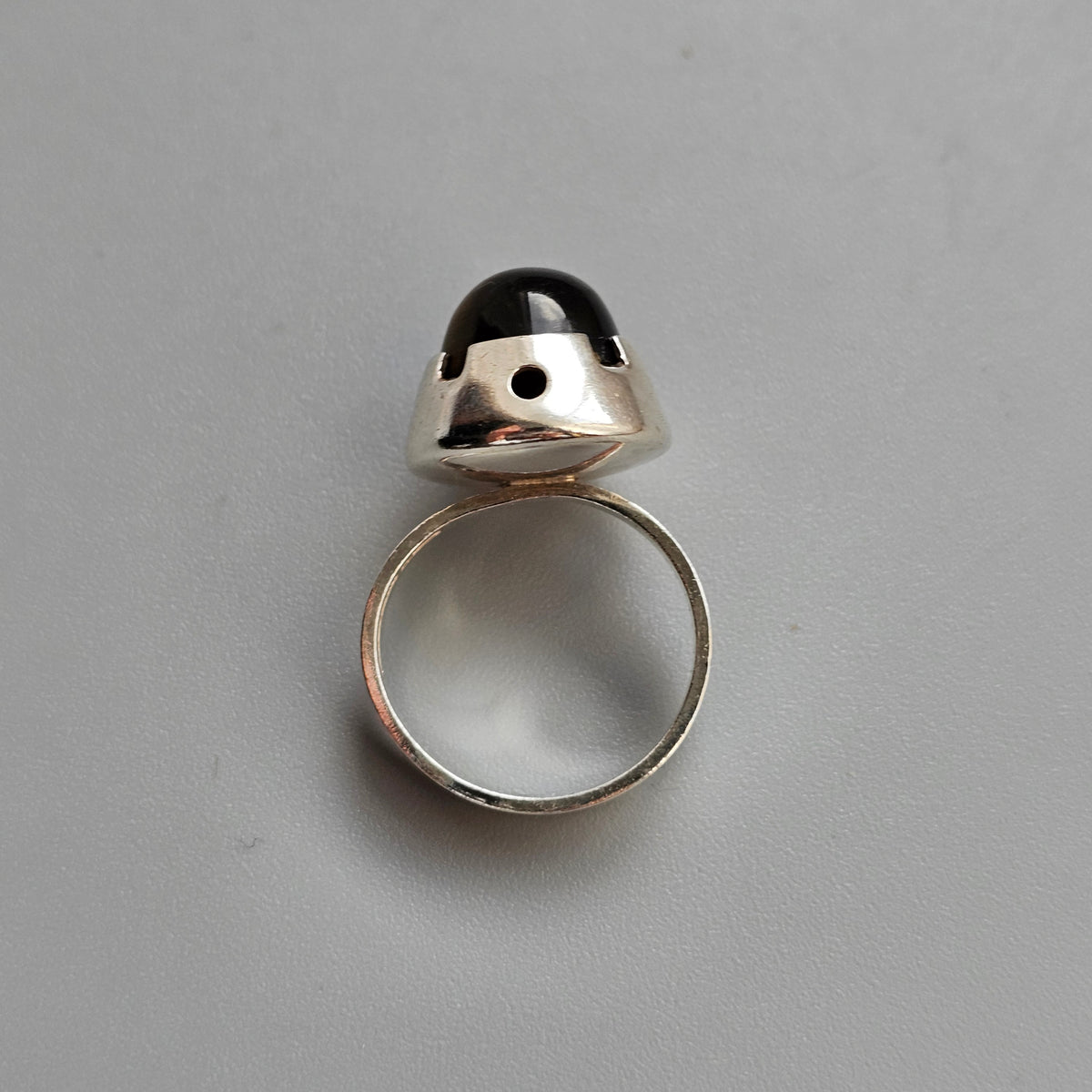 1960s Finnish Modernist Silver & Tigers Eye Ring — Martti Viikinniemi - UK Ring Size Q - US Ring Size 8 - 1967