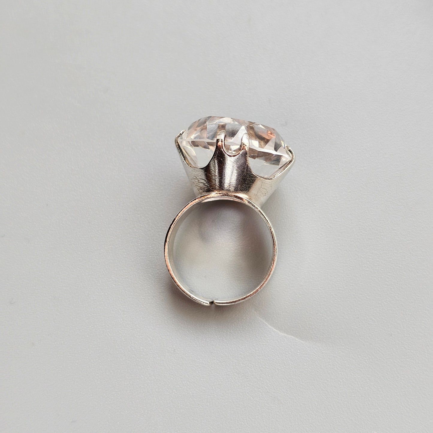 1960s Finnish Modernist Silver Ring with Rock Crystal — Kultaseppä Salovaara - UK Ring Size M 1/2 - US Ring Size 6.5- 1968