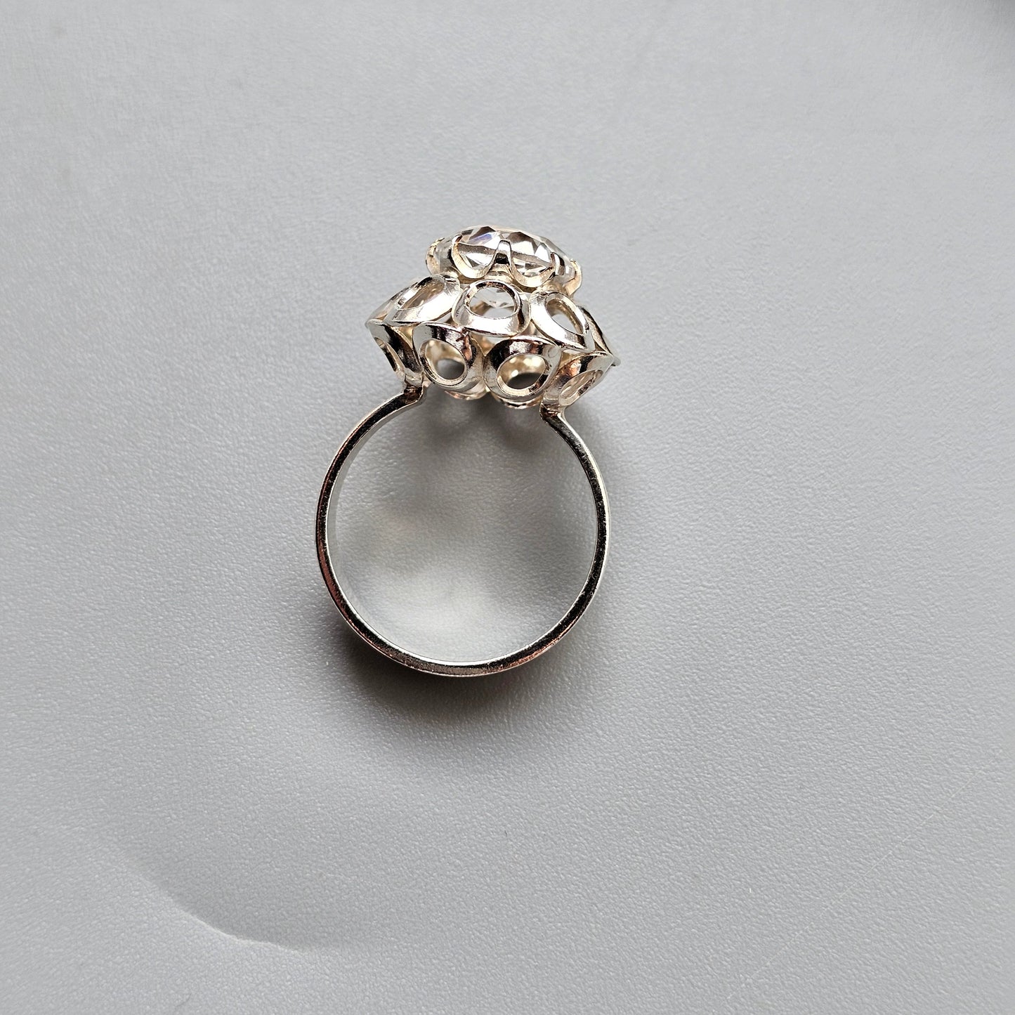 1970s Finnish Modernist Silver Ring with Rock Crystal — Tuomo Rissanen - UK Ring Size Q 1/2 - US Ring Size 8.25 - 1975