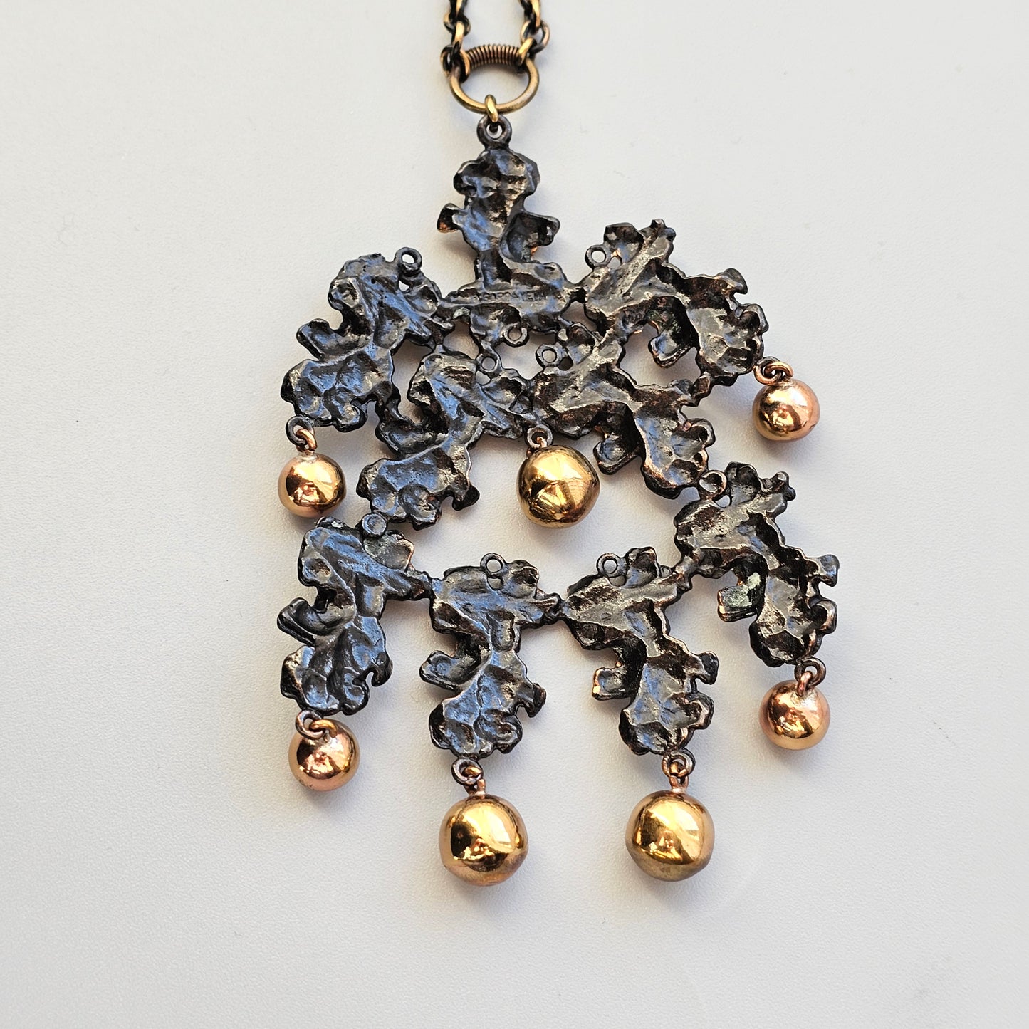 Large Pentti Sarpaneva 1970s Finnish Brutalist Bronze Necklace — Kaarna Bark Design