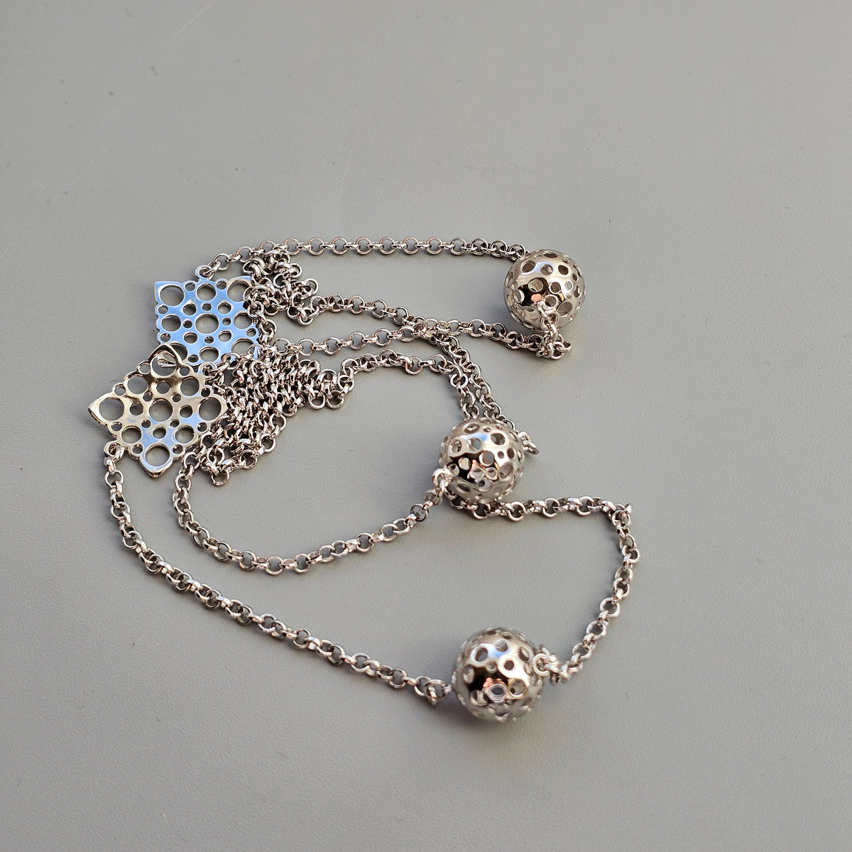 Finnish Liisa Vitali Sterling Silver Chain Necklace — Pitsi / Ladybird Design