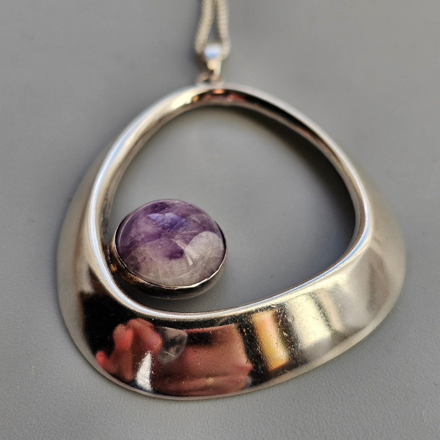 1960s Finnish Modernist Silver and Amethyst Necklace by Kaunis Koru, Heikki Kaksonen - 1961