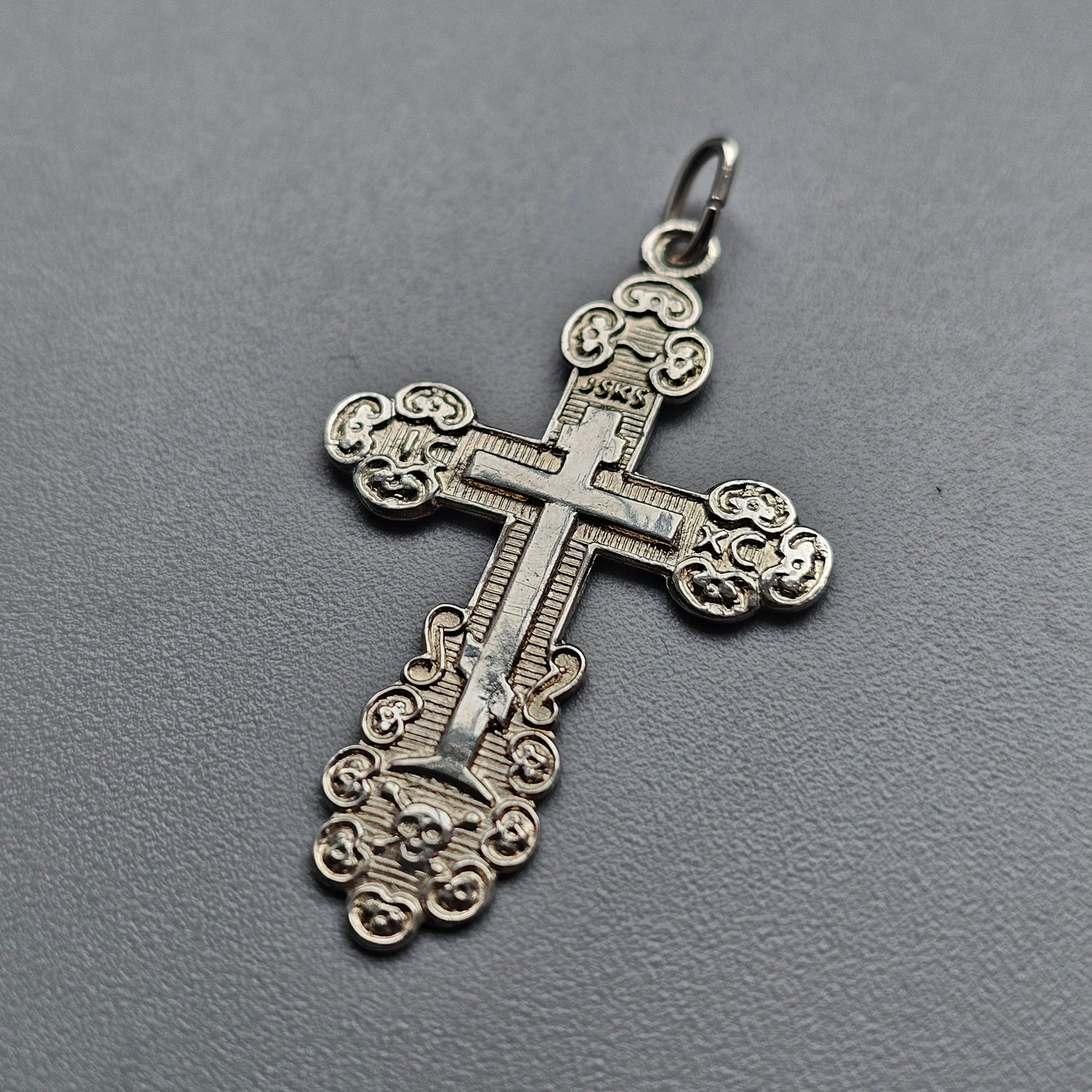 Vintage Finnish Orthodox Silver Cross Necklace Pendant