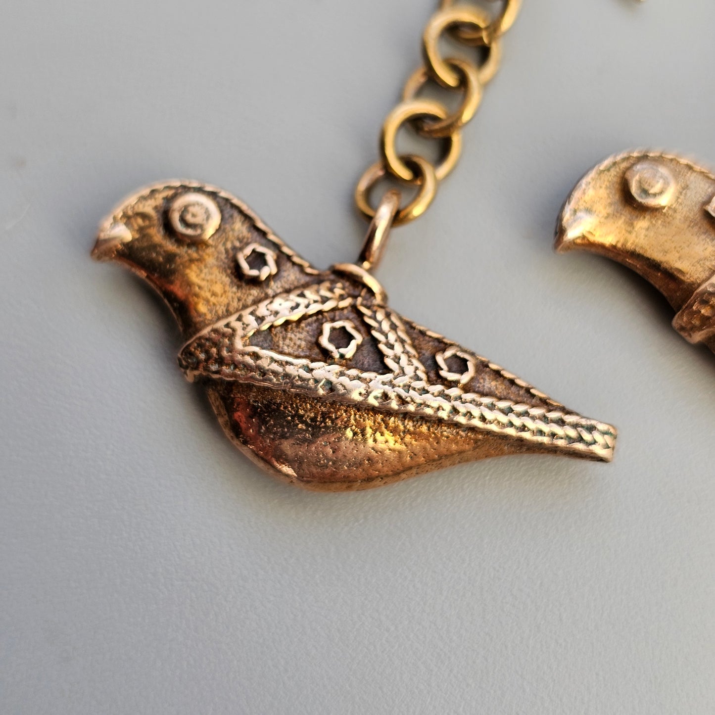 Vintage Kalevala Koru Bronze Earrings Bird of Hattula Viking-Era Inspired Design