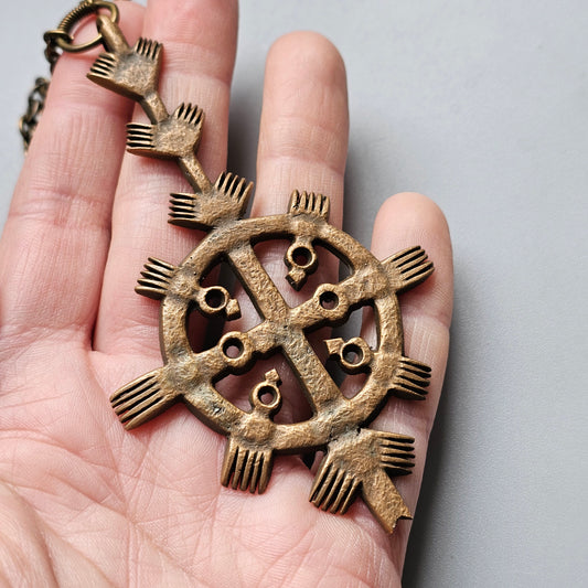 Vintage Finnish St Henrys Cross Bronze Necklace