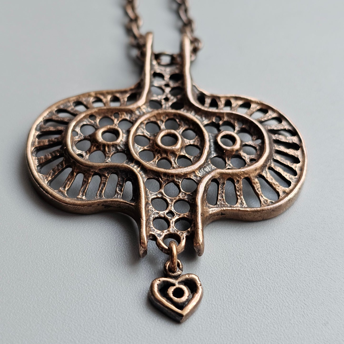 Modernist Brutalist Scandinavian Vintage Bronze Statement Necklace